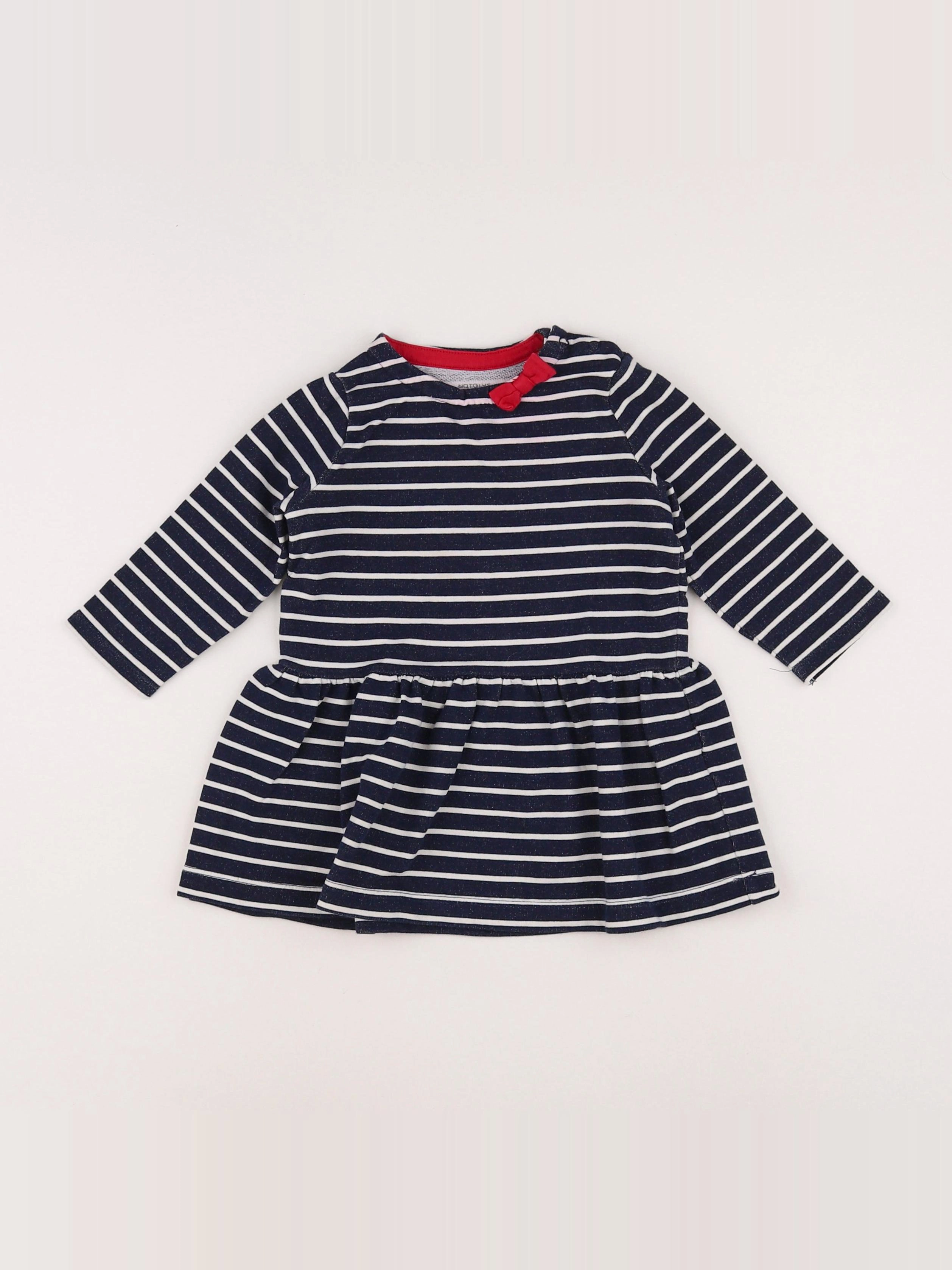 Natalys - robe blanc, bleu - 12 mois