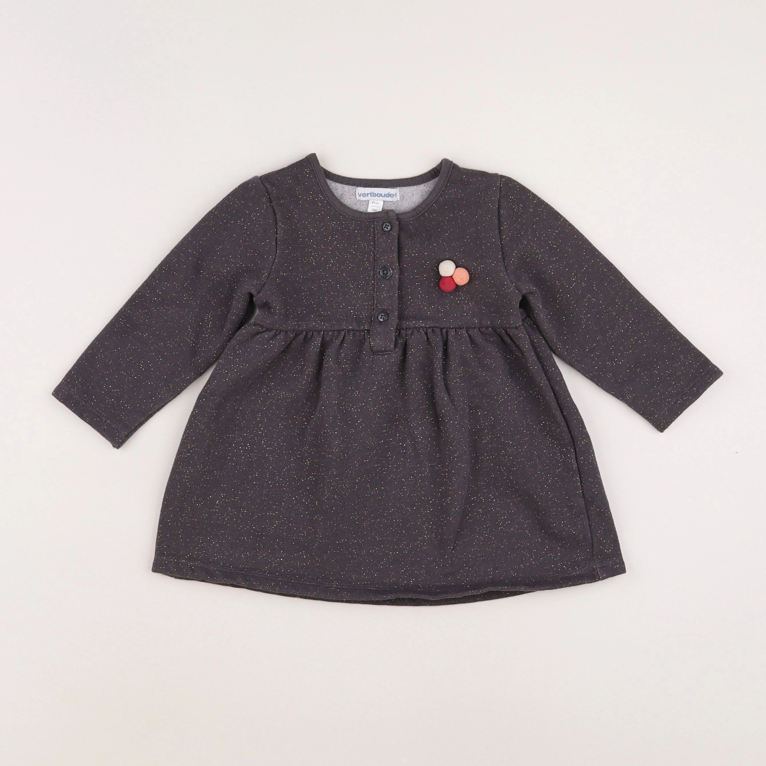 Vertbaudet - robe gris, argent - 18 mois