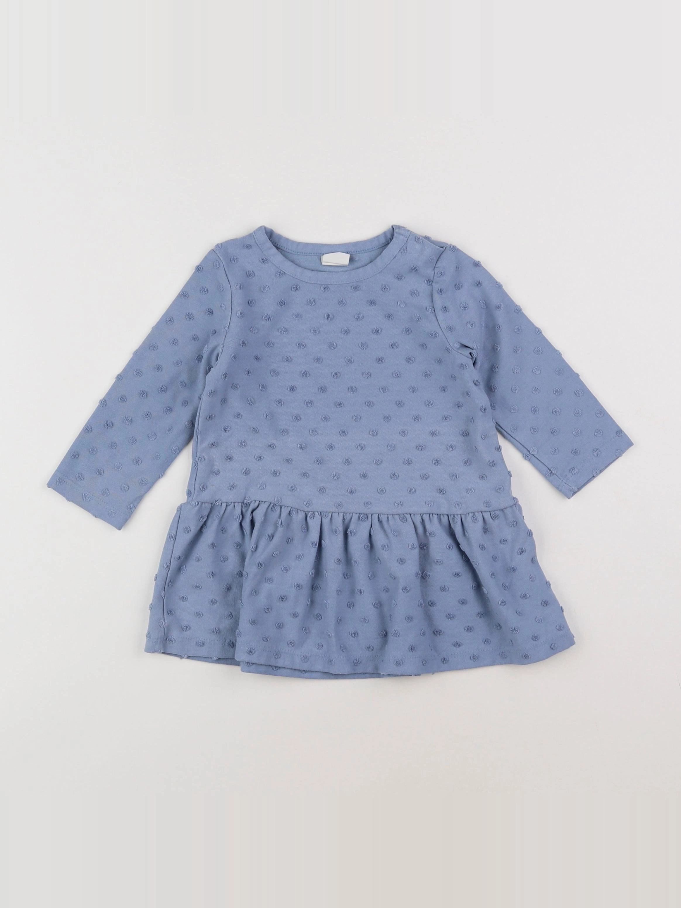 H&M - robe bleu - 6/9 mois