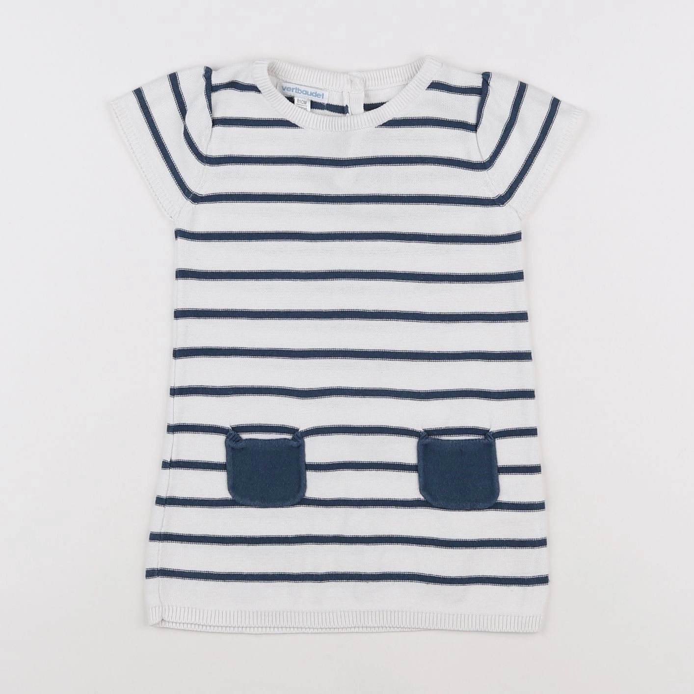 Vertbaudet - robe blanc, bleu - 18 mois