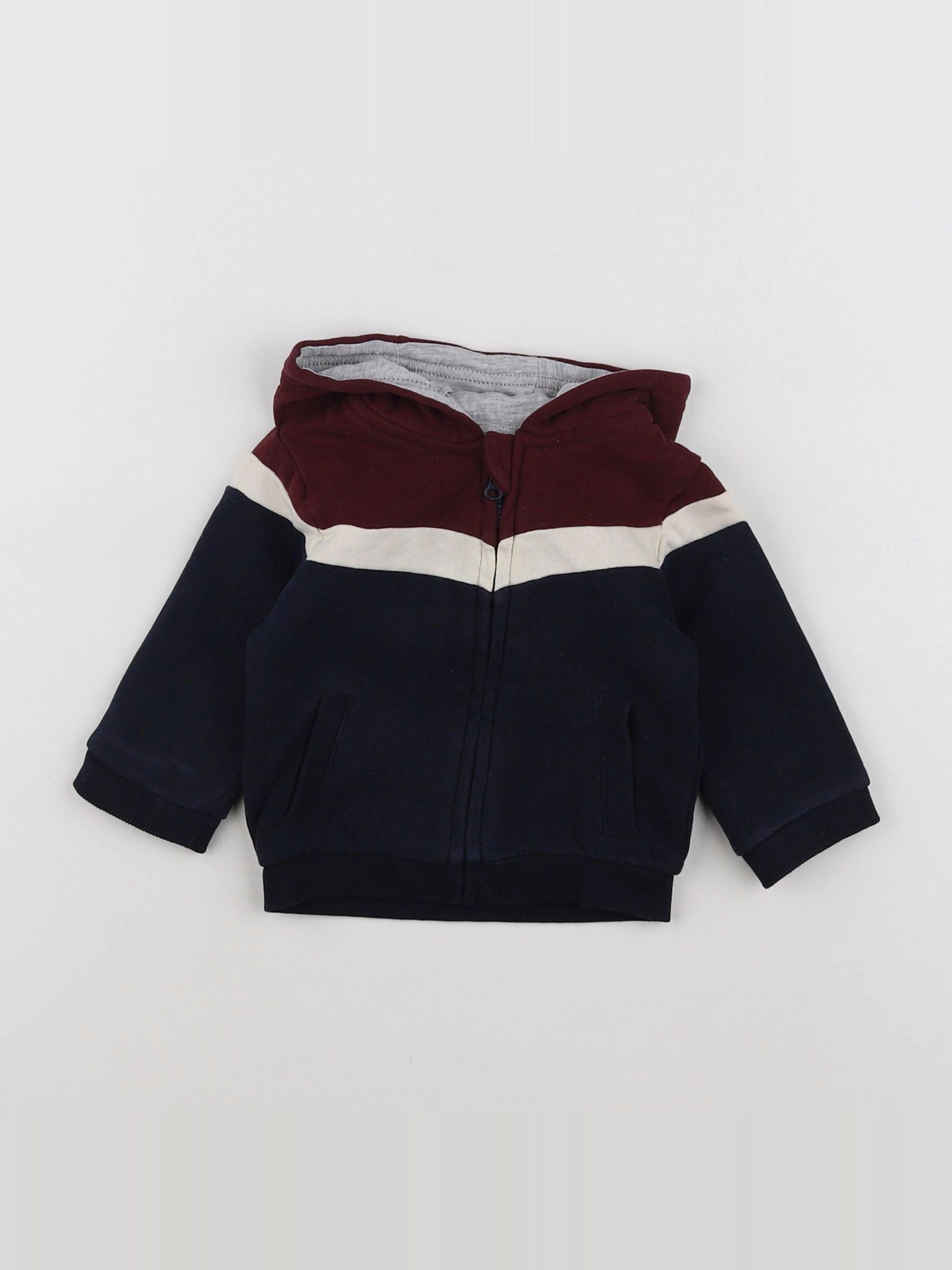 Vertbaudet - sweat bleu, rouge, blanc - 6 mois