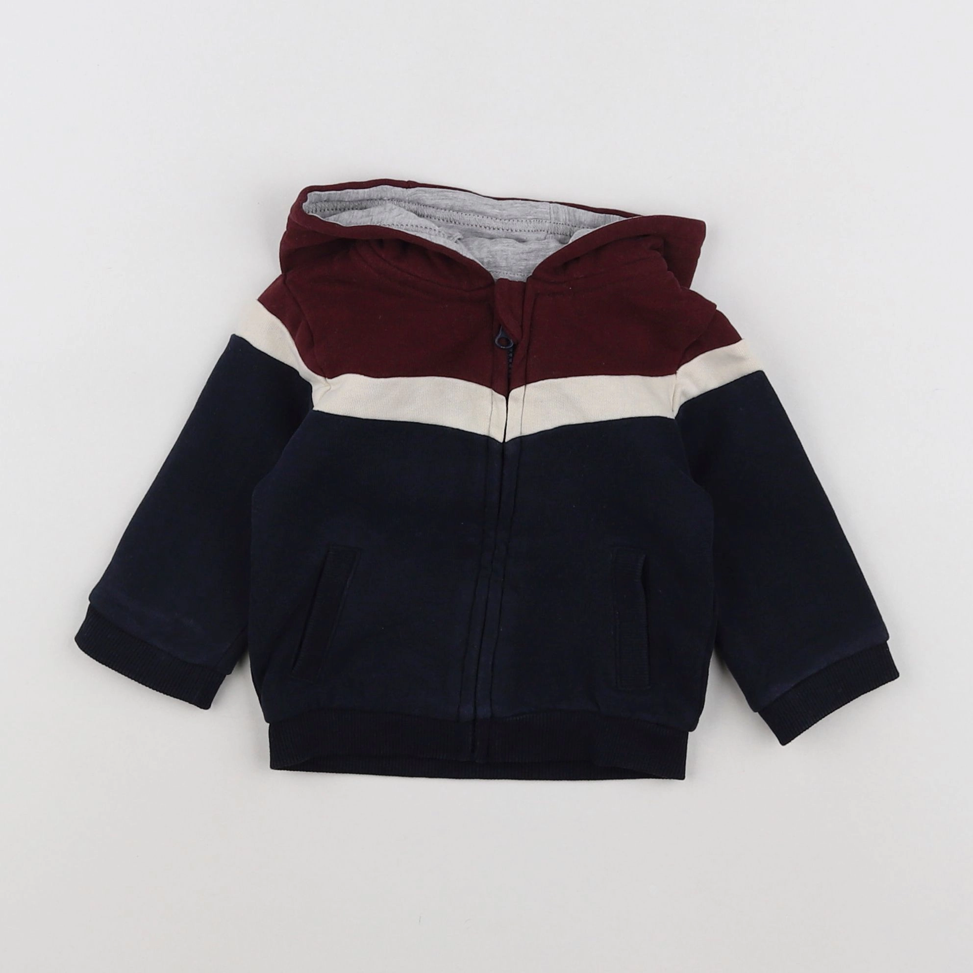 Vertbaudet - sweat bleu, rouge, blanc - 6 mois