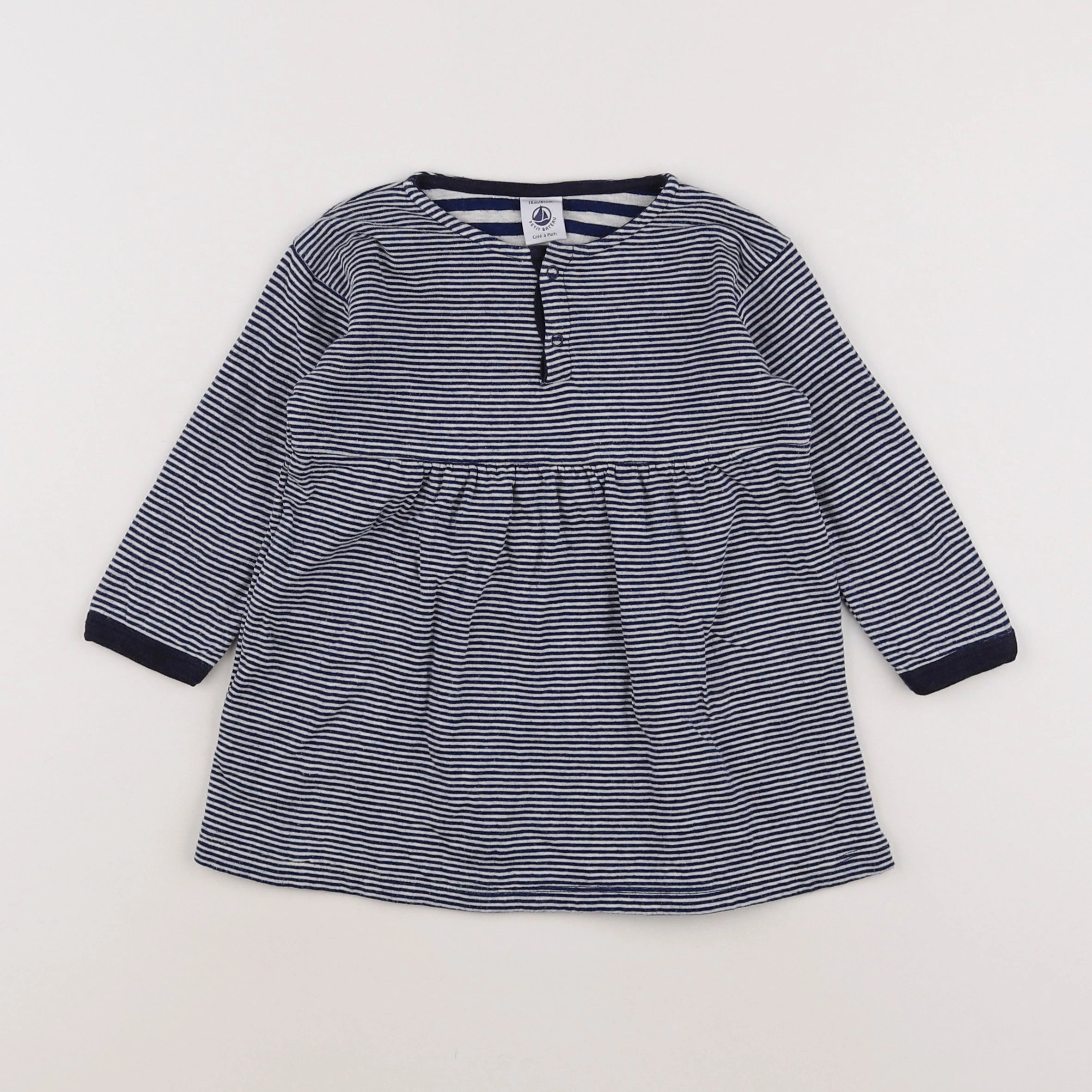 Petit Bateau - robe blanc, bleu - 18 mois