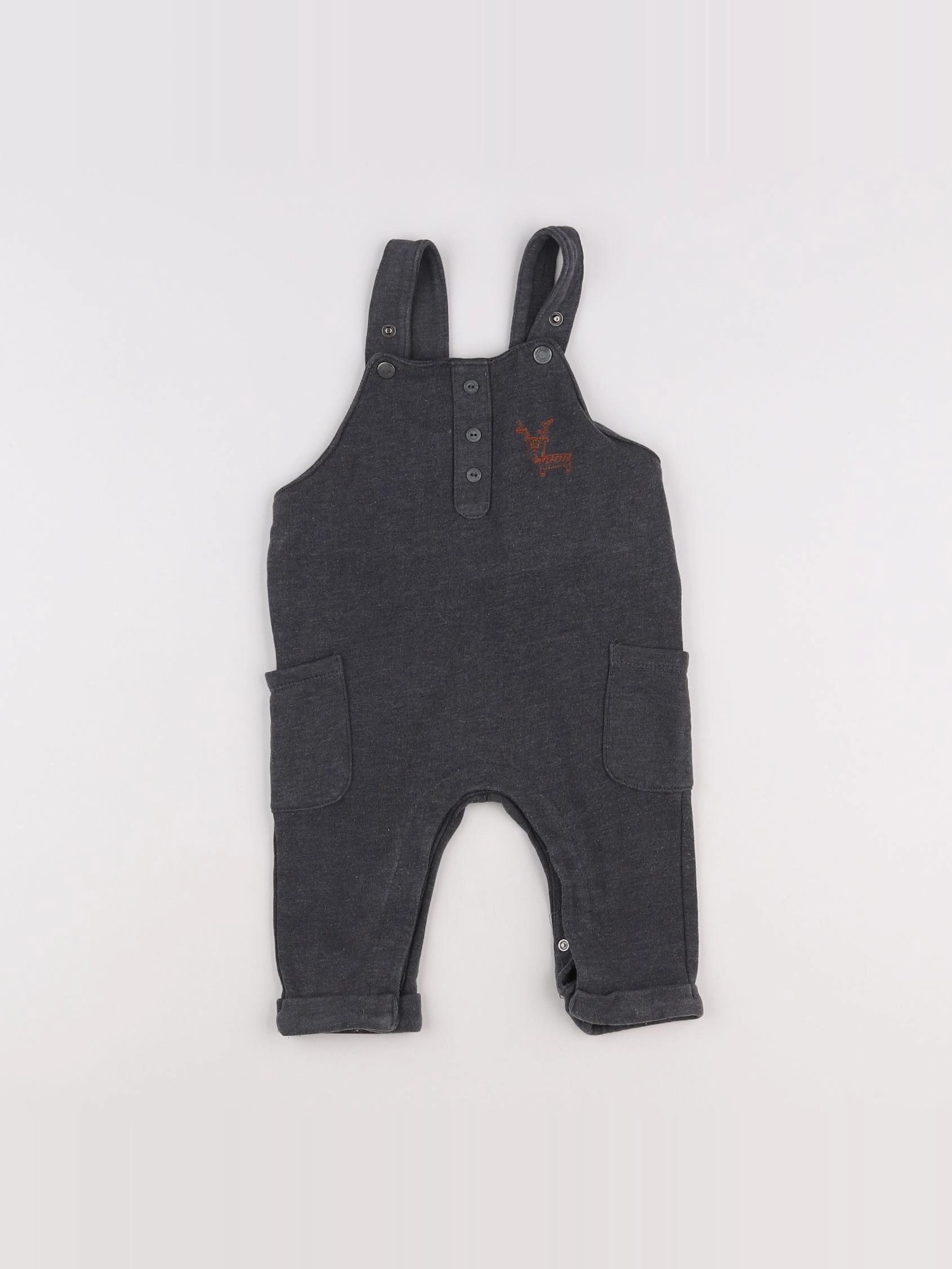 Vertbaudet - salopette gris - 9 mois