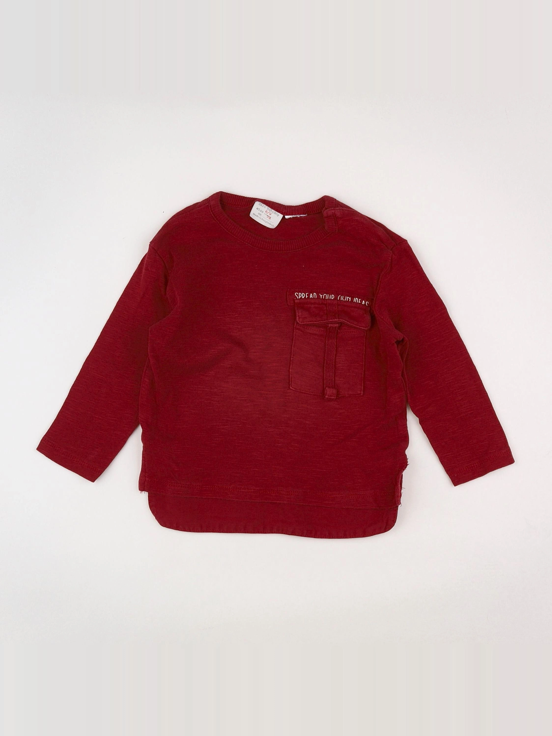 Zara - tee-shirt rouge - 6/9 mois