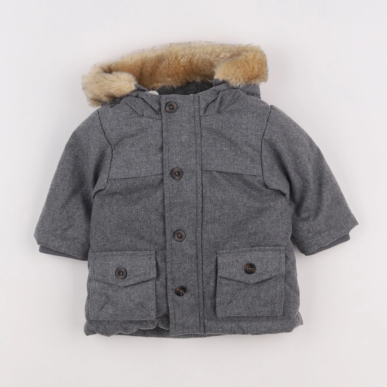 Vertbaudet - parka gris - 3 mois