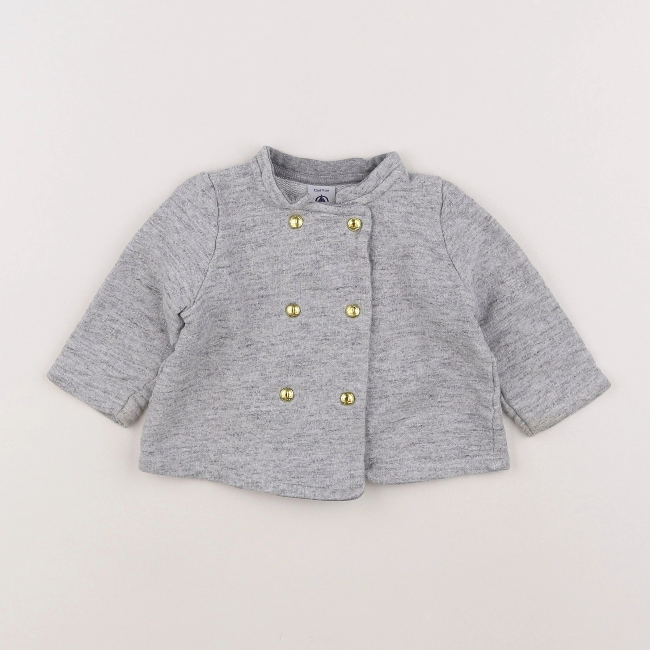 Petit Bateau - sweat gris - 12 mois