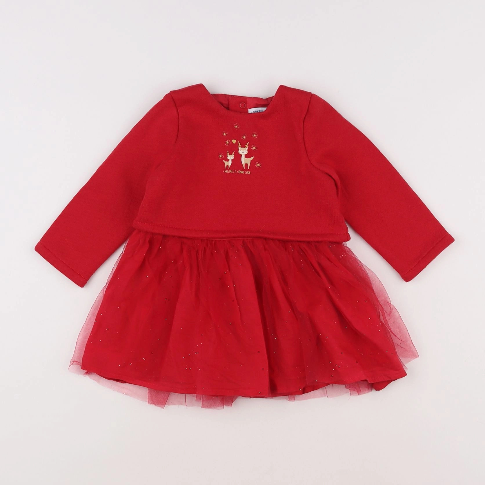 Vertbaudet - robe rouge, or - 12 mois