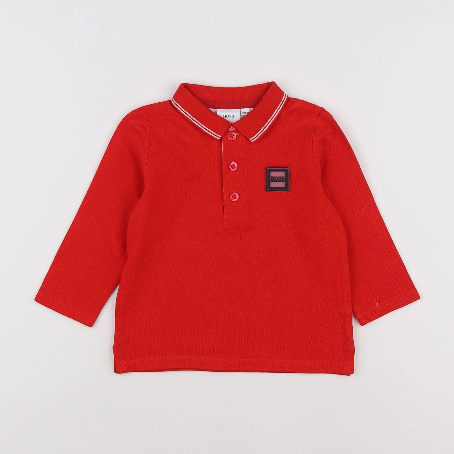 Hugo Boss - polo blanc, rouge - 18 mois