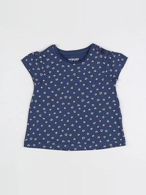 Vertbaudet - tee-shirt bleu, blanc - 6 mois