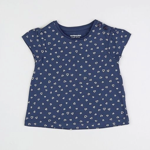 Vertbaudet - tee-shirt bleu, blanc - 6 mois