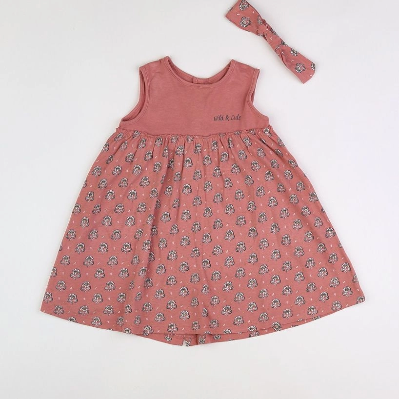 Vertbaudet - robe rose, blanc - 18 mois