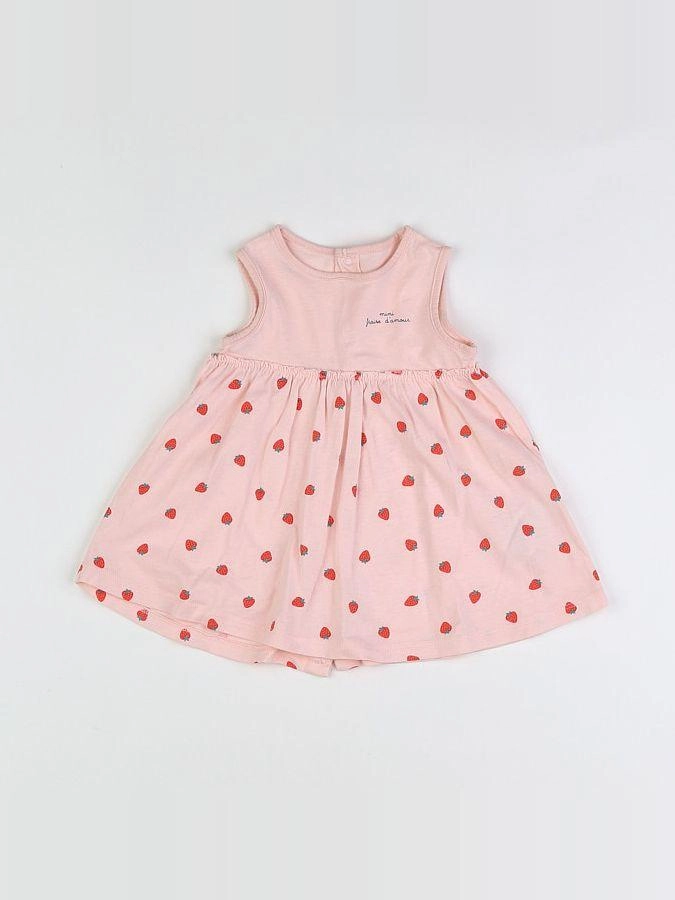 Vertbaudet - robe rose, rouge - 3 mois