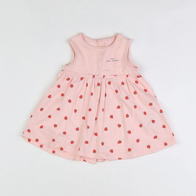 Vertbaudet - robe rose, rouge - 3 mois