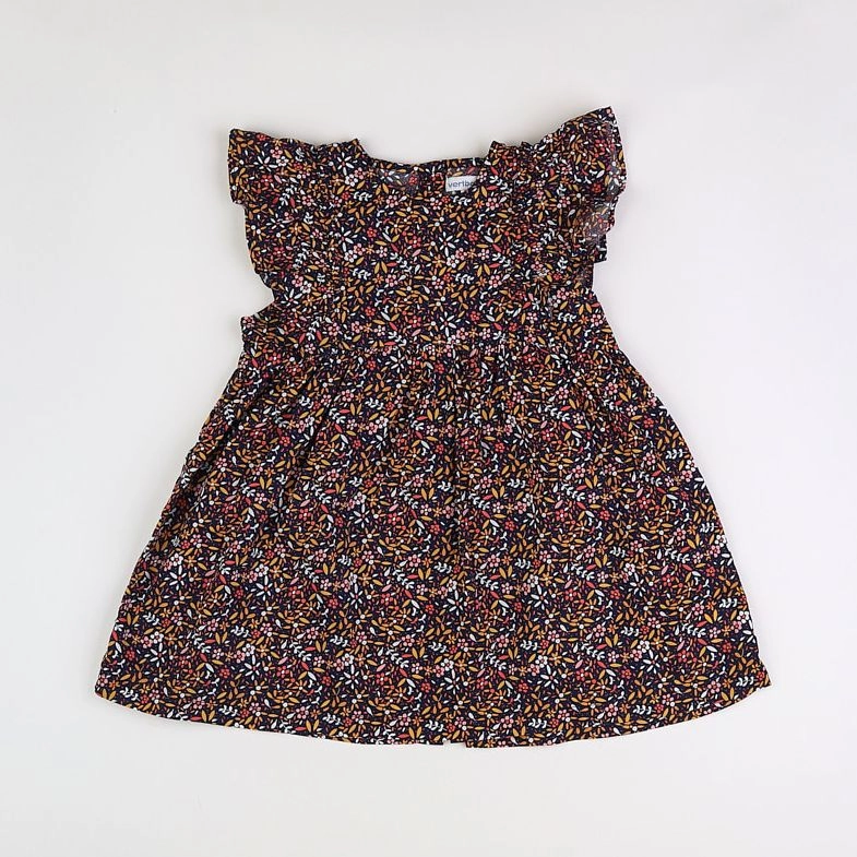 Vertbaudet - robe noir, orange - 2 ans