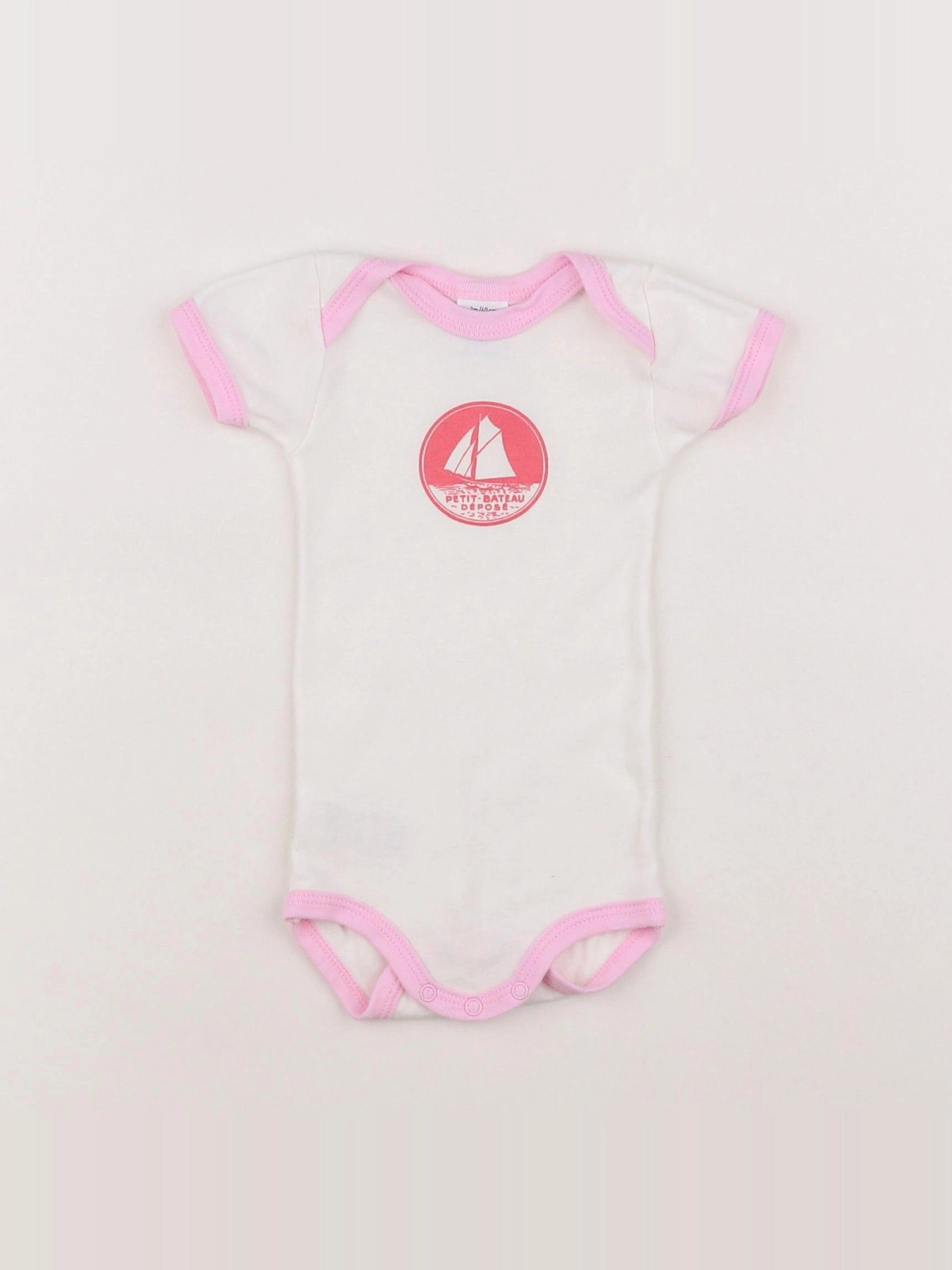 Petit Bateau - body rose, blanc - 3 mois