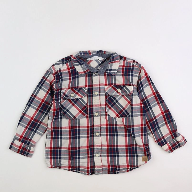 H&M - chemise blanc, bleu, rouge - 3/4 ans