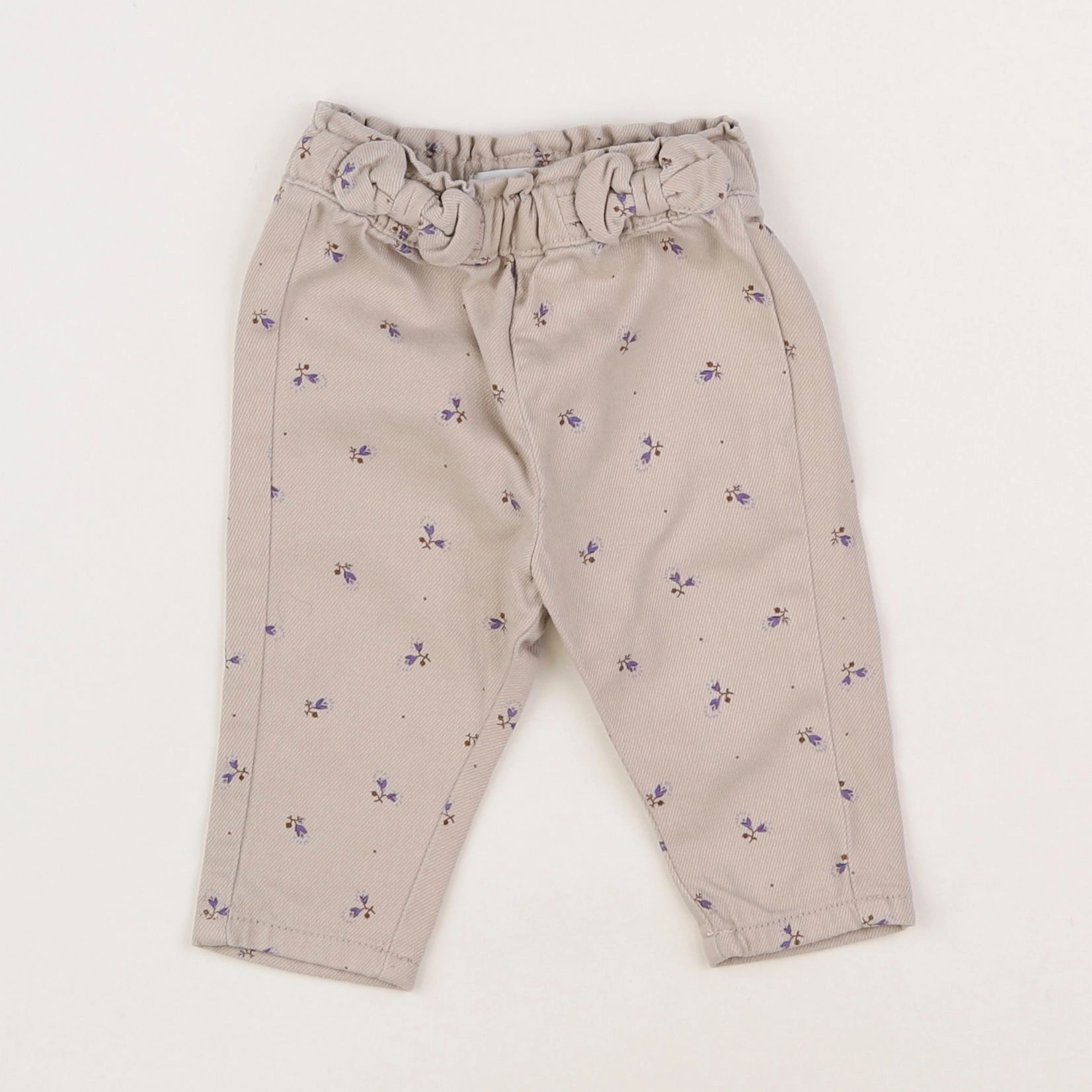 Vertbaudet - jean beige, violet - 3 mois