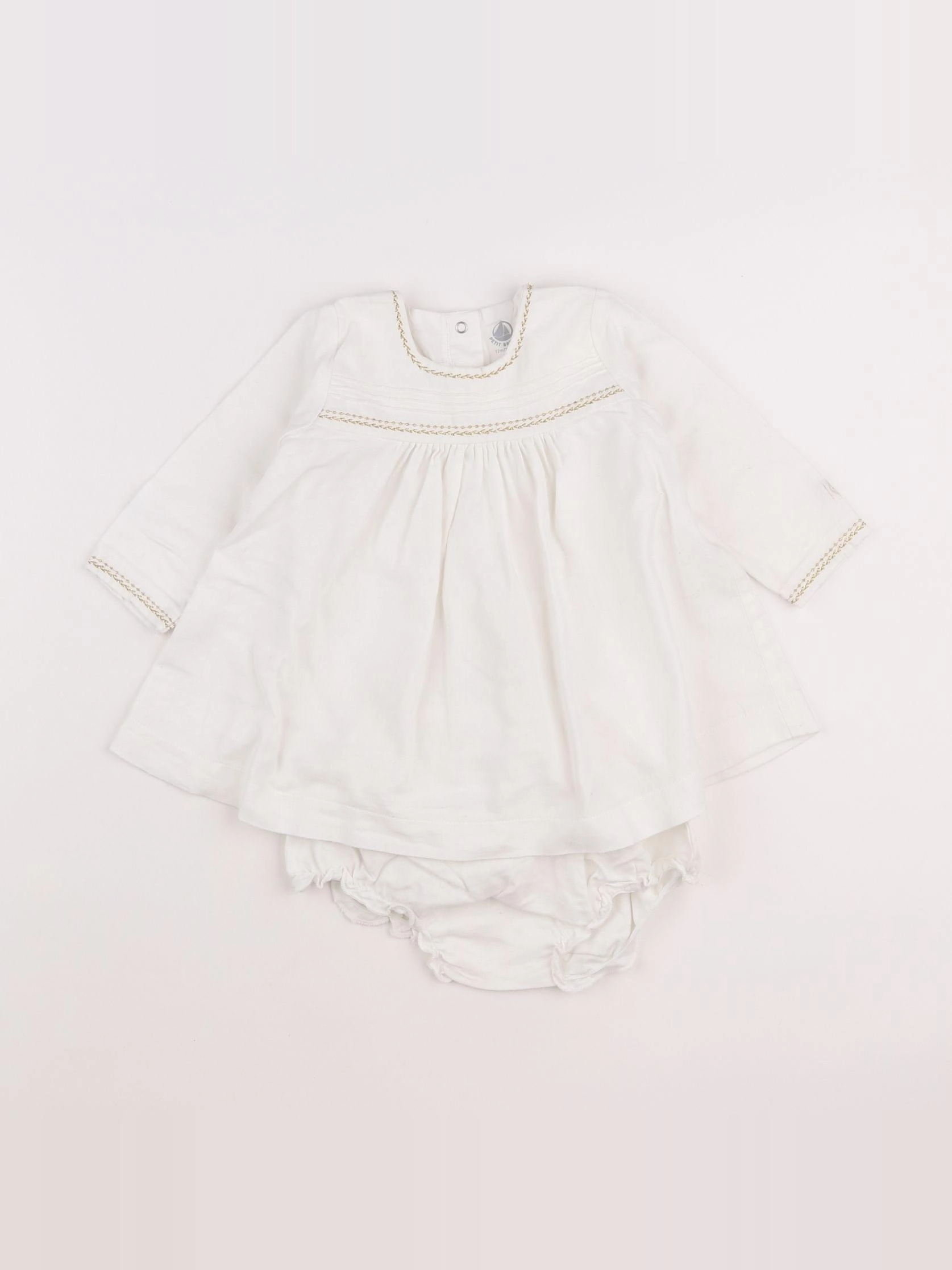 Petit Bateau - robe blanc - 12 mois