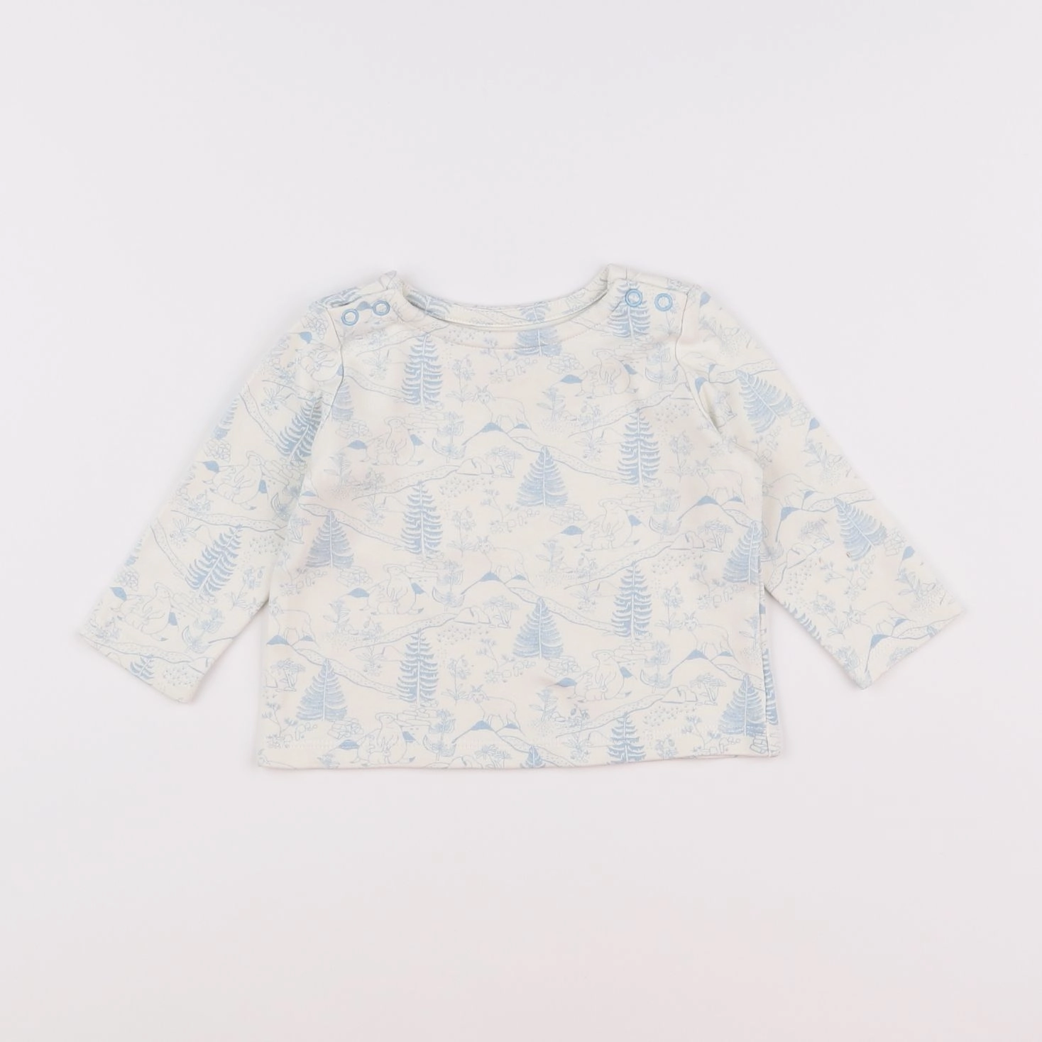 Natalys - tee-shirt blanc, bleu - 6 mois