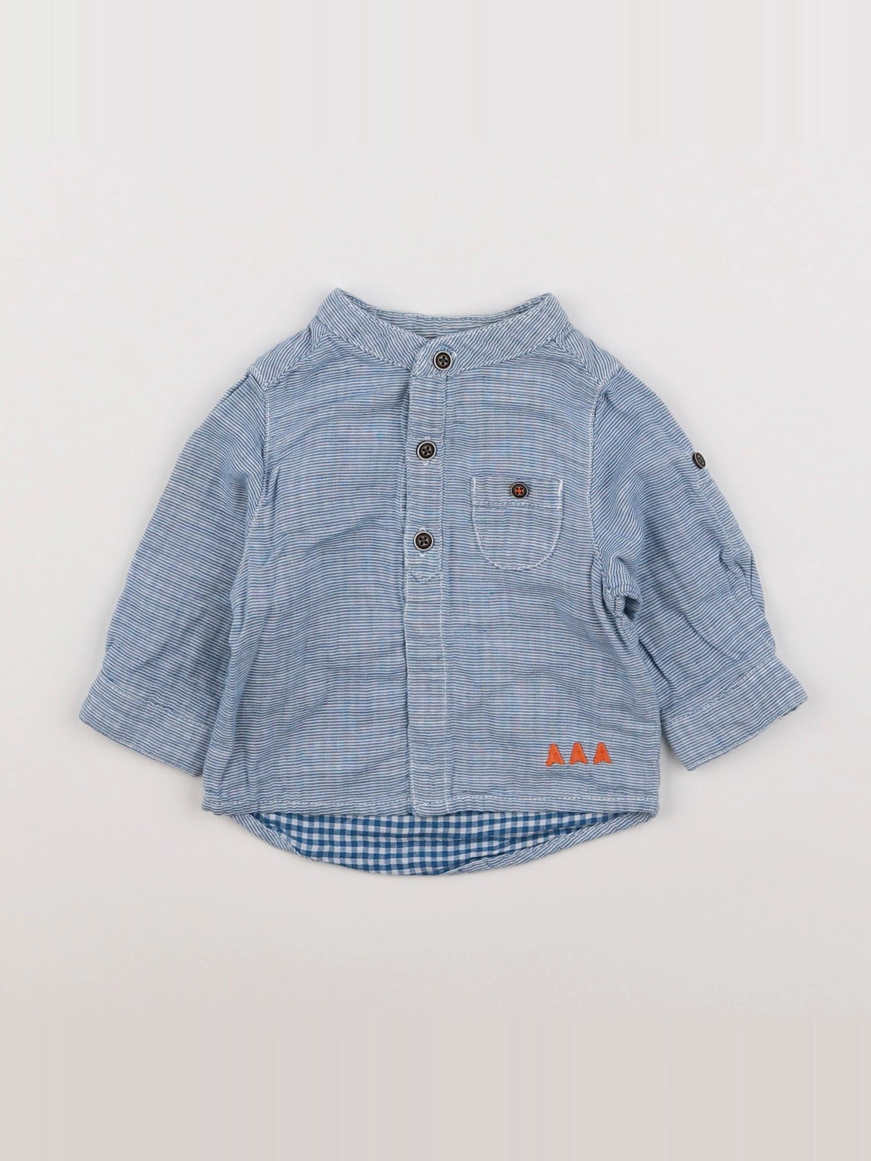 Tape à l'oeil - chemise bleu, blanc - 3 mois
