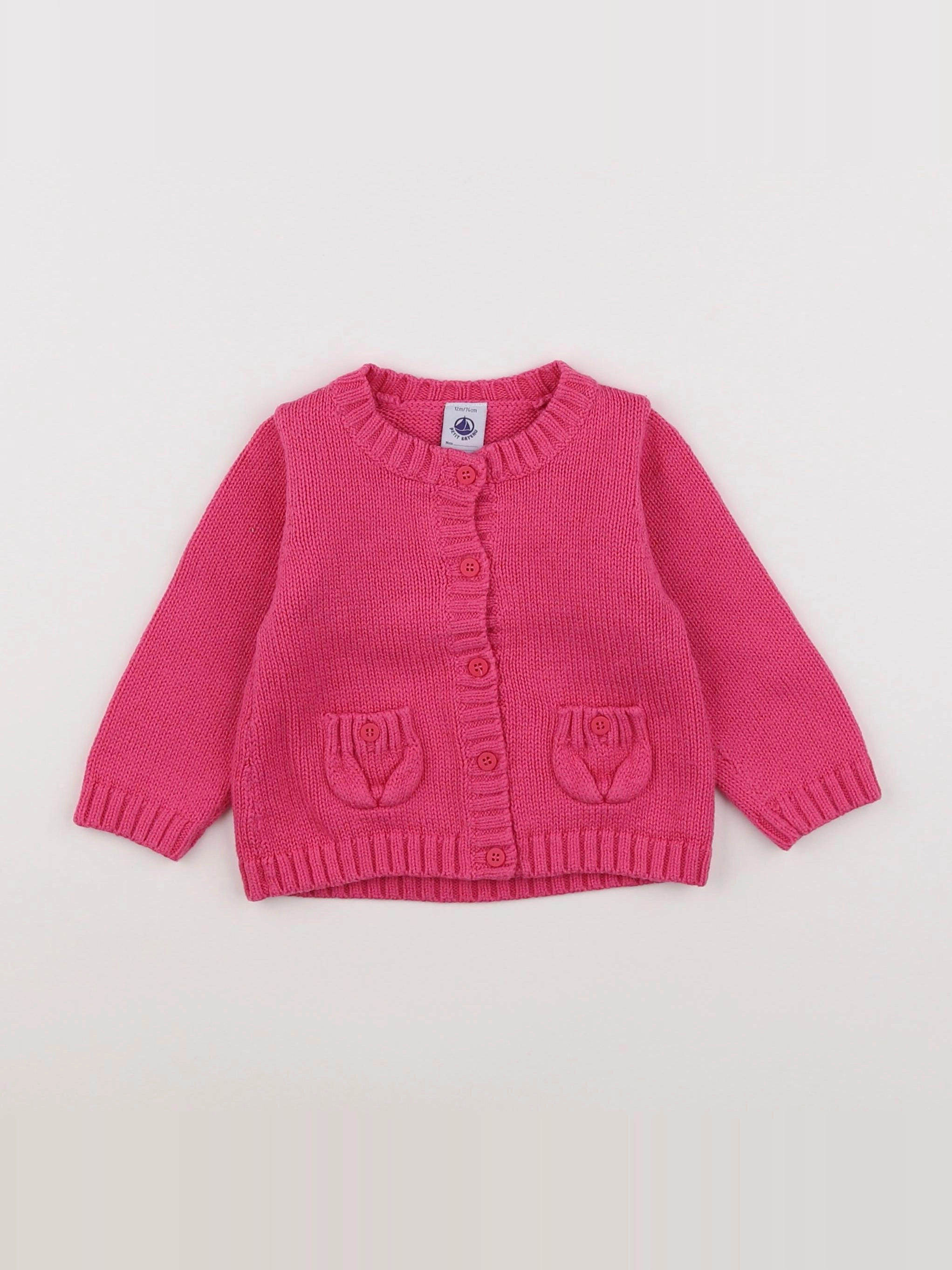 Petit Bateau - gilet rose - 12 mois