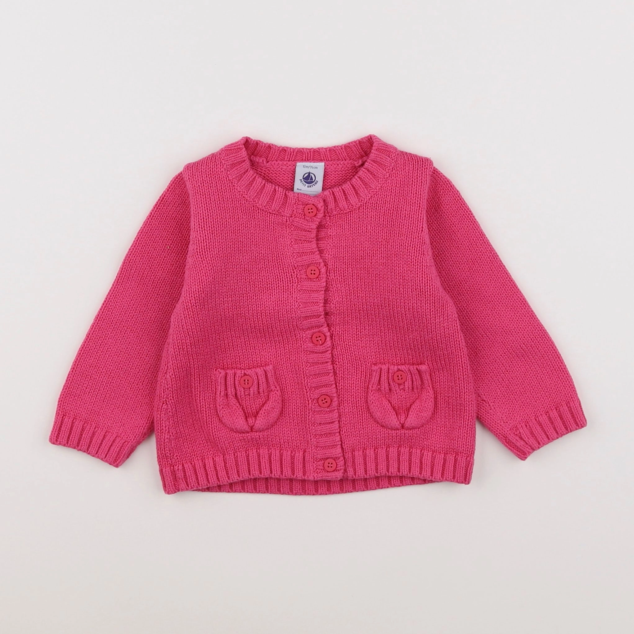 Petit Bateau - gilet rose - 12 mois