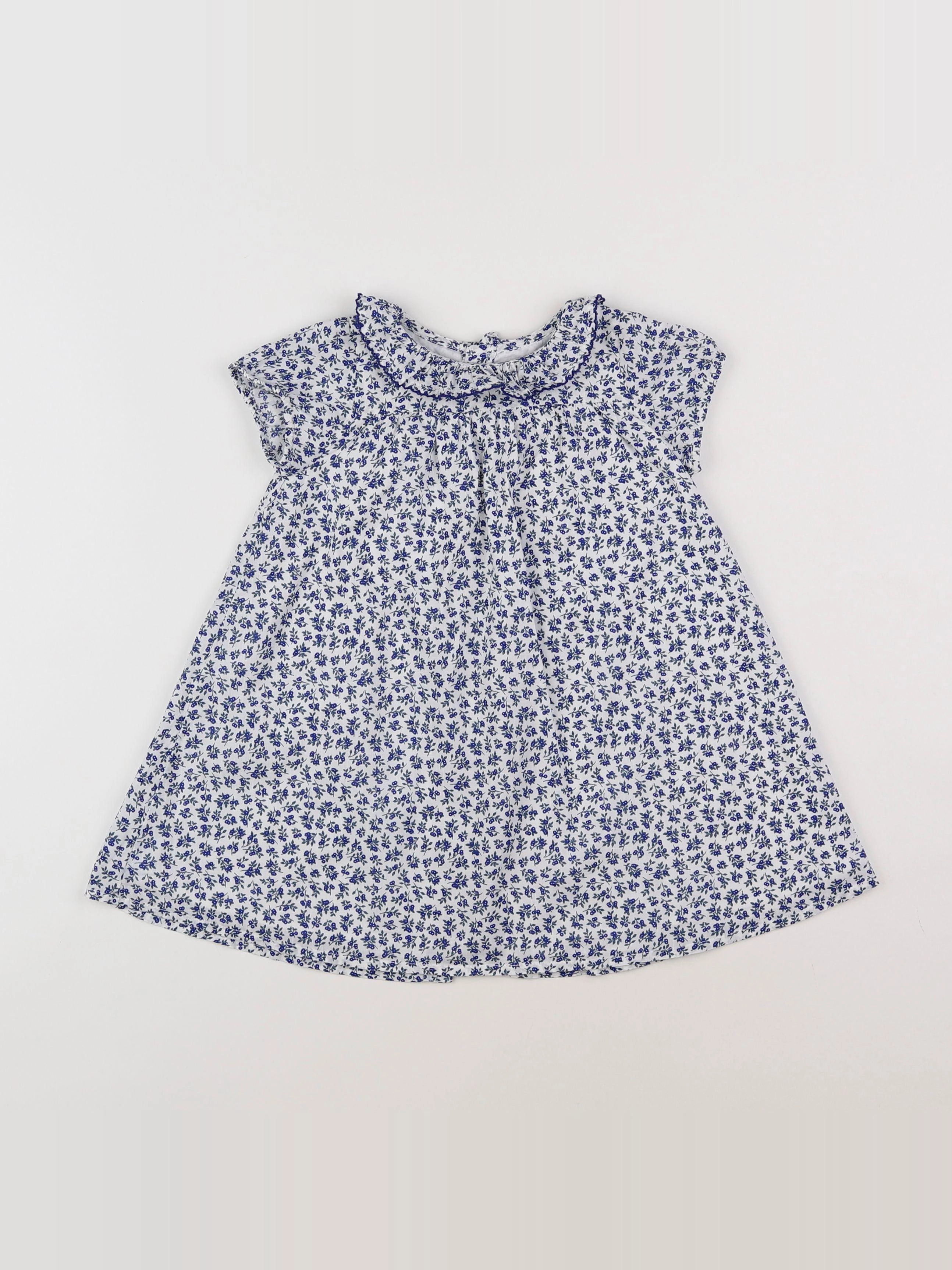 Boutchou - robe blanc, bleu - 12 mois