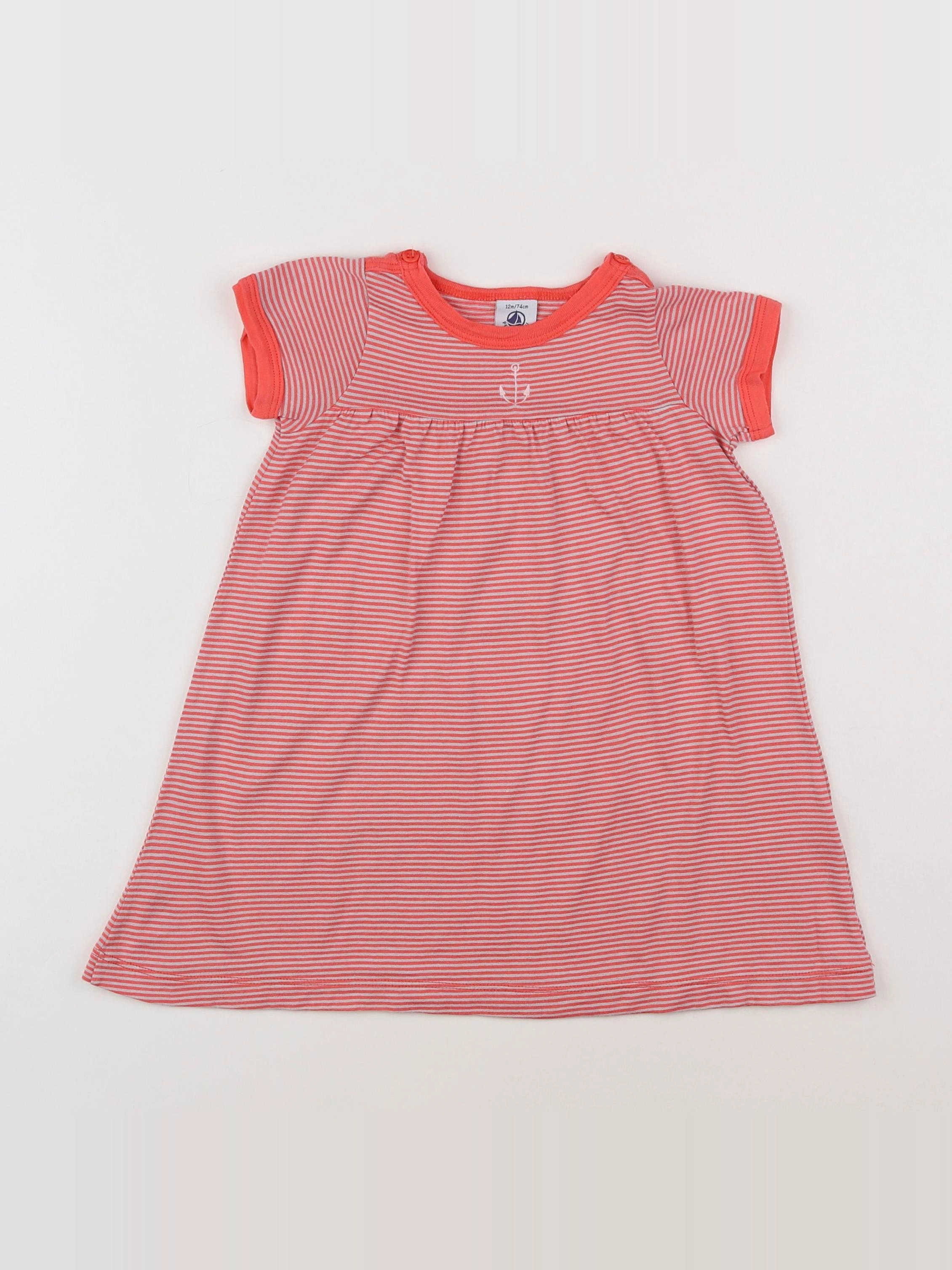 Petit Bateau - robe orange - 12 mois