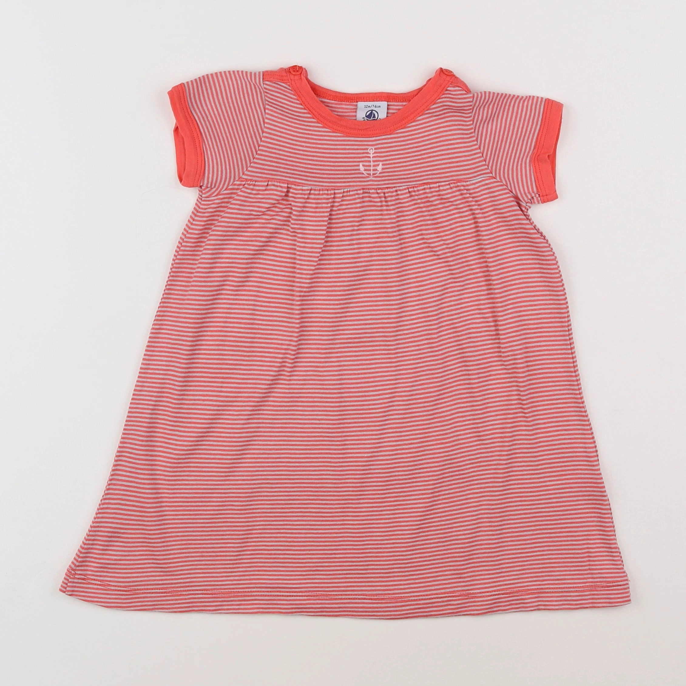 Petit Bateau - robe orange - 12 mois