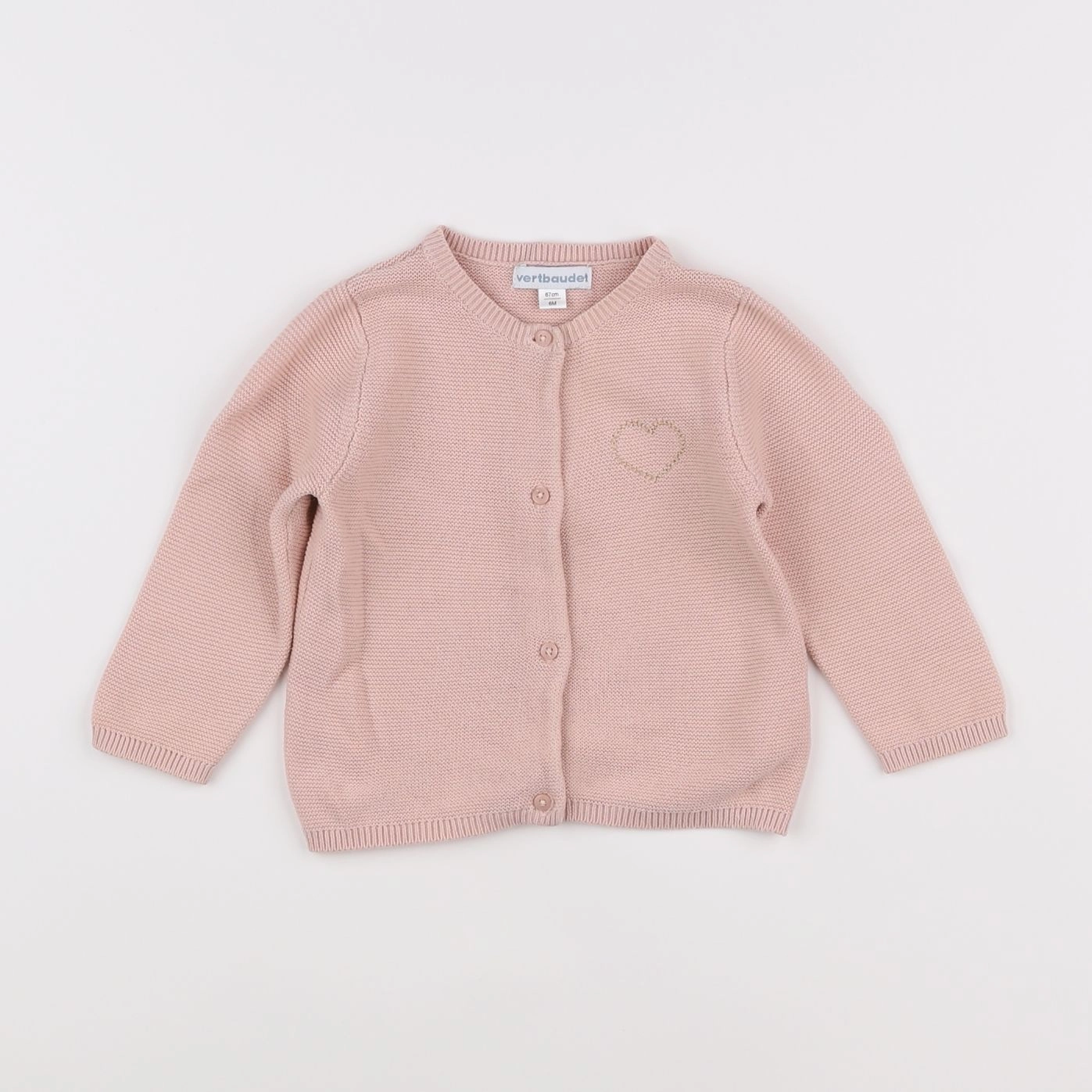 Vertbaudet - gilet rose - 6 mois