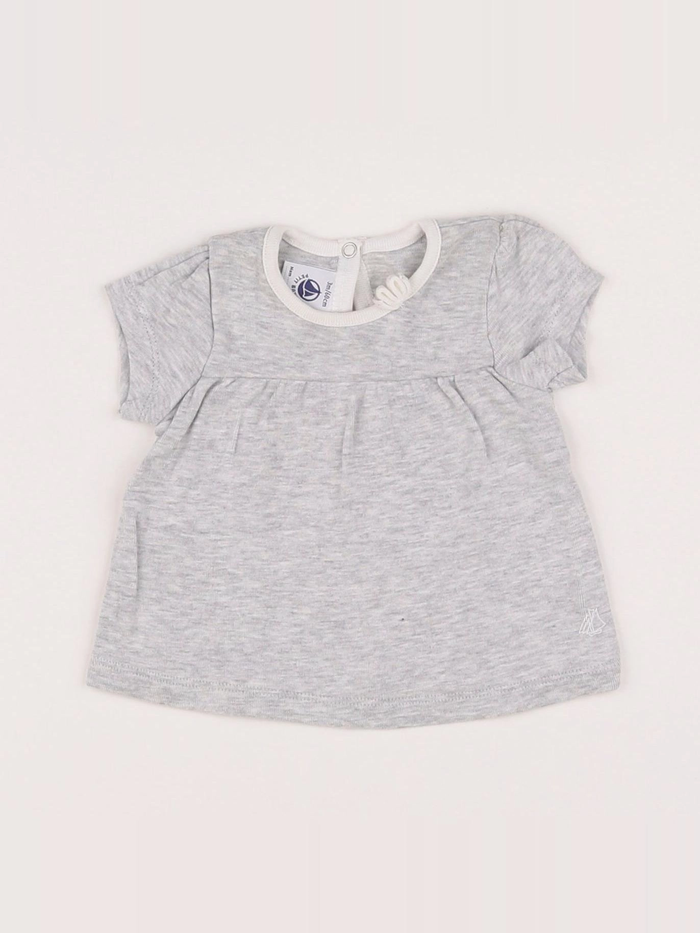 Petit Bateau - tee-shirt gris - 3 mois