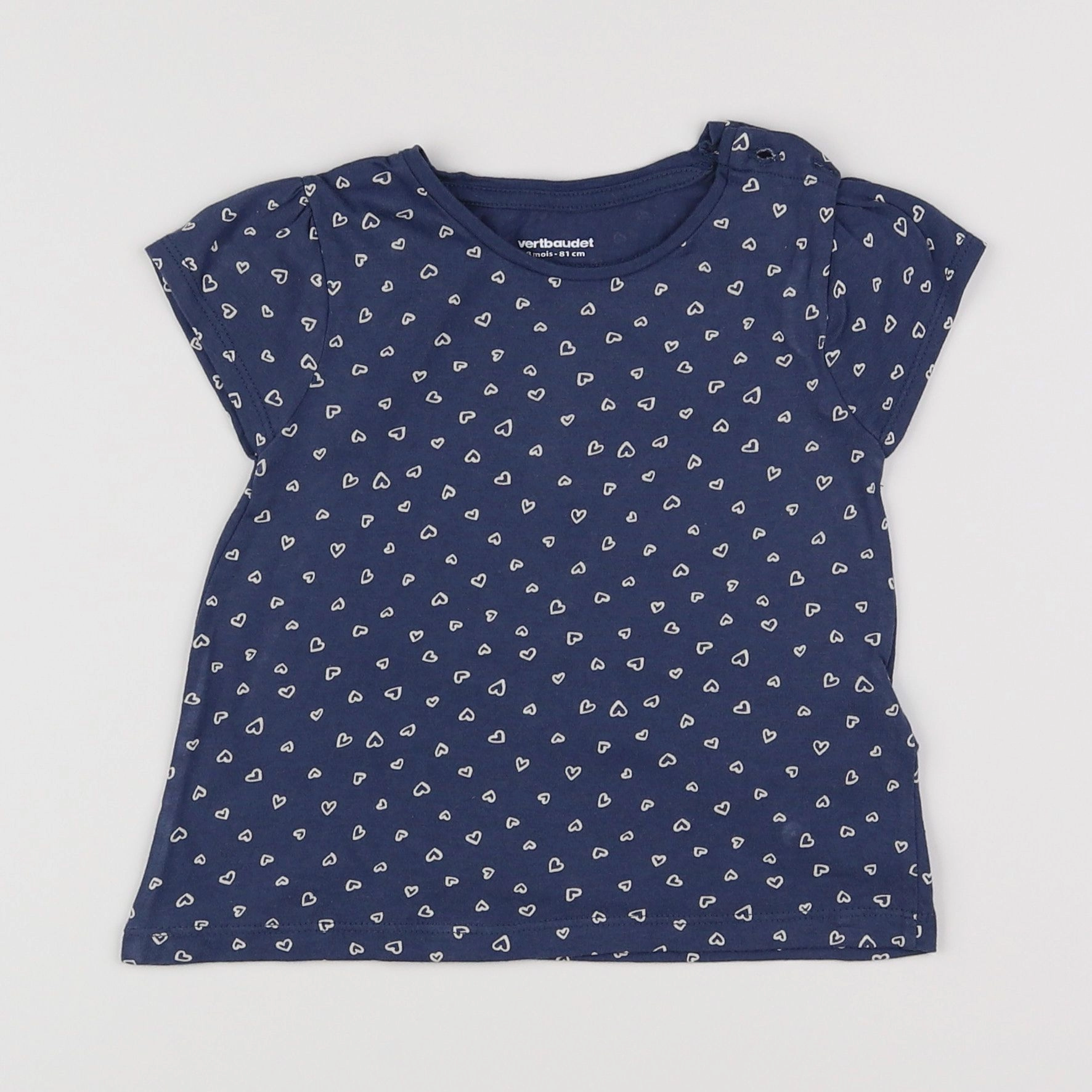 Vertbaudet - tee-shirt bleu, blanc - 18 mois