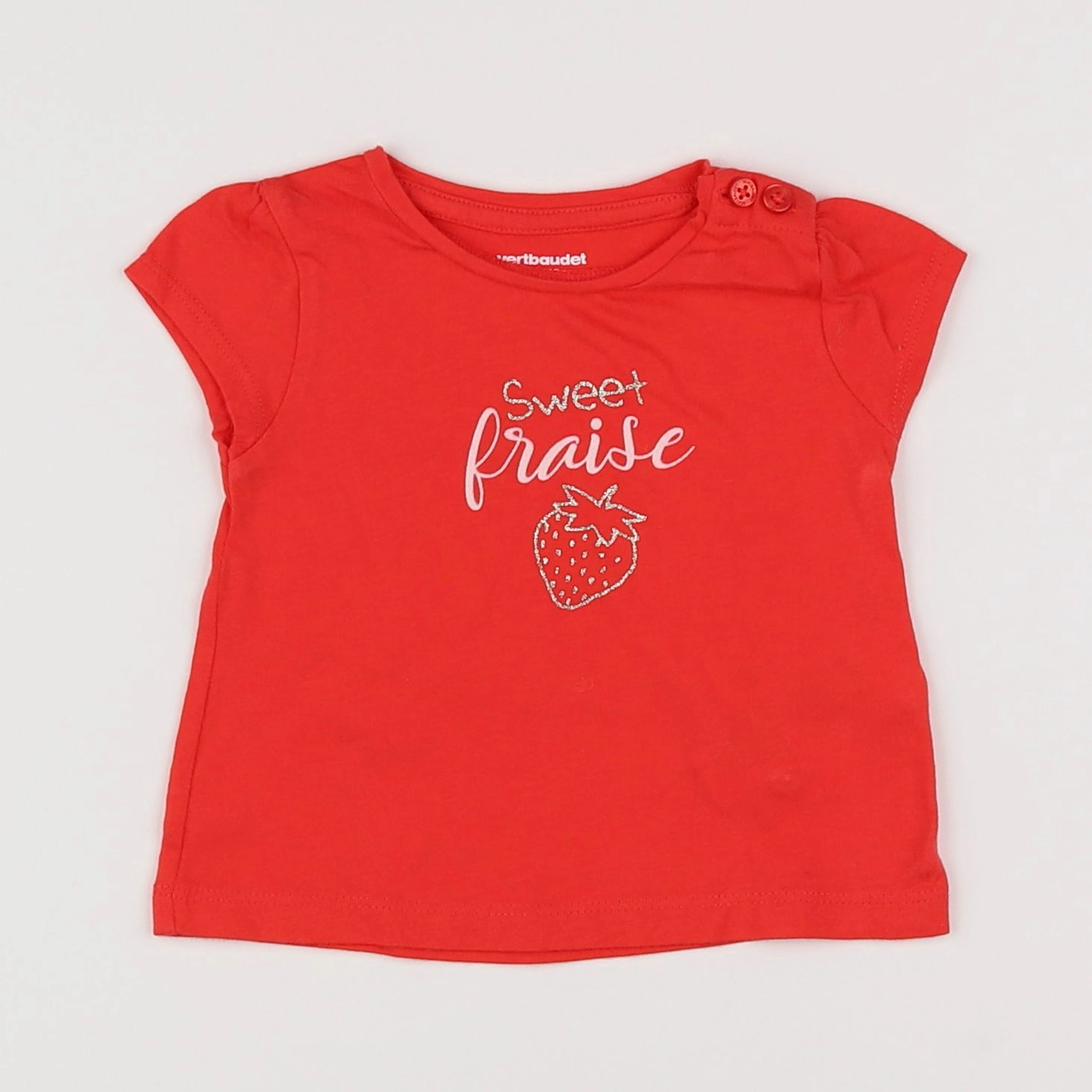 Vertbaudet - tee-shirt rouge - 3 mois