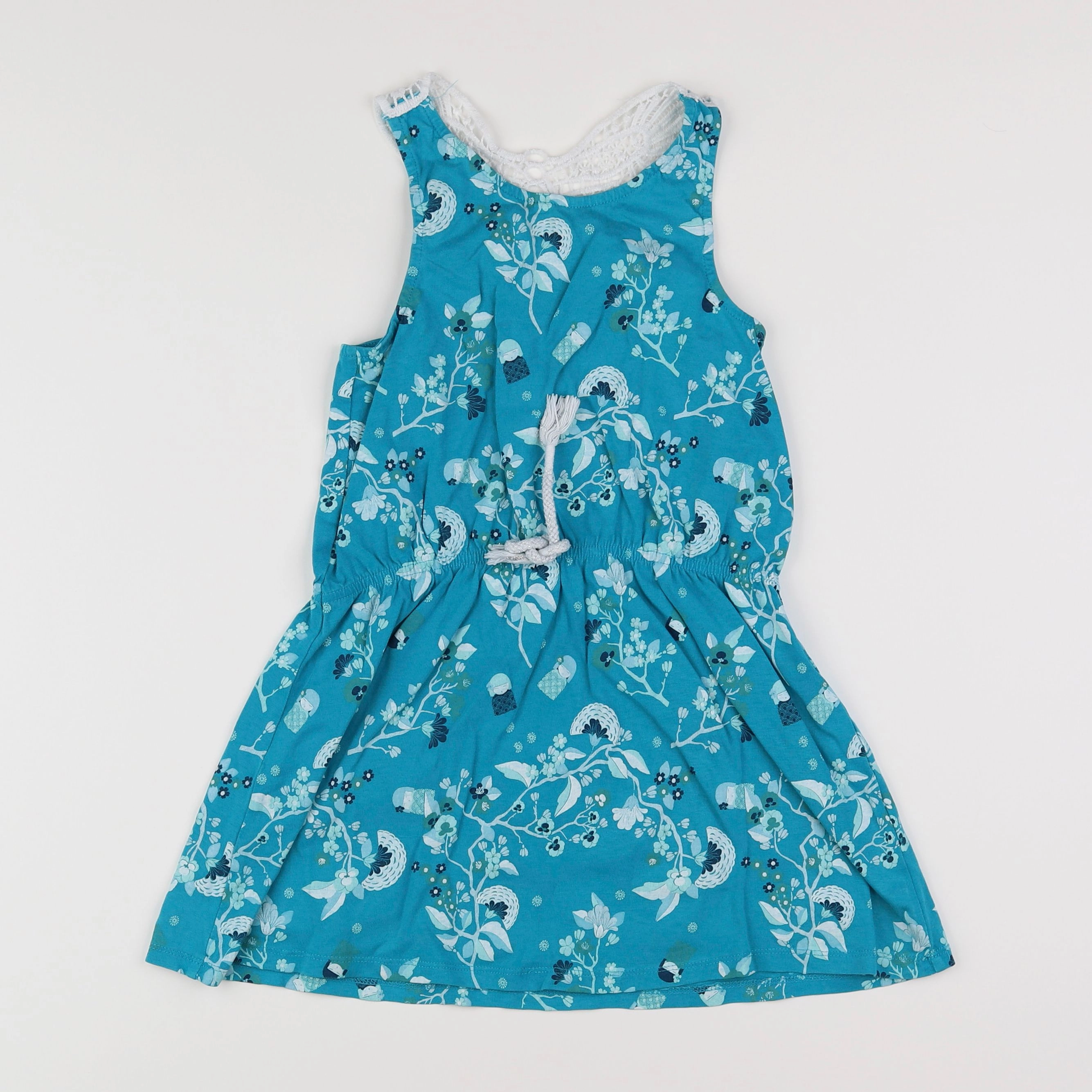 Vertbaudet - robe bleu, blanc - 8 ans