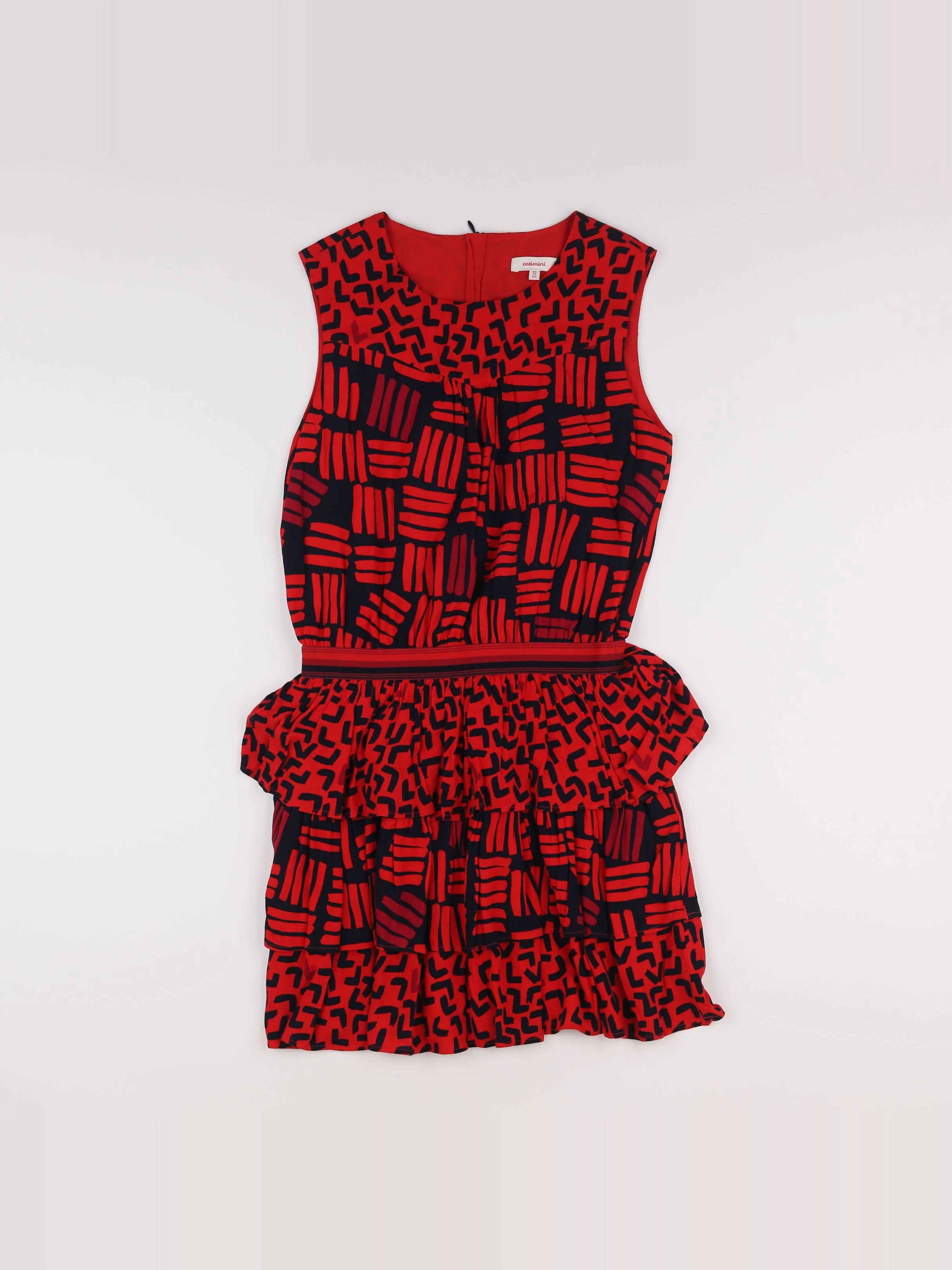 Catimini - robe rouge, noir - 12 ans