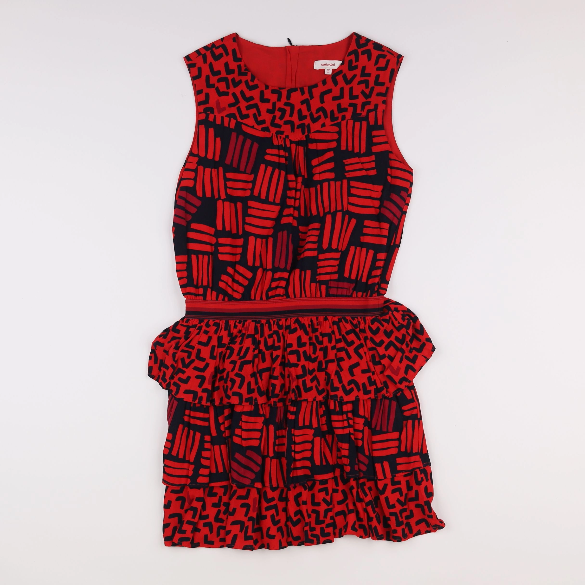 Catimini - robe rouge, noir - 12 ans
