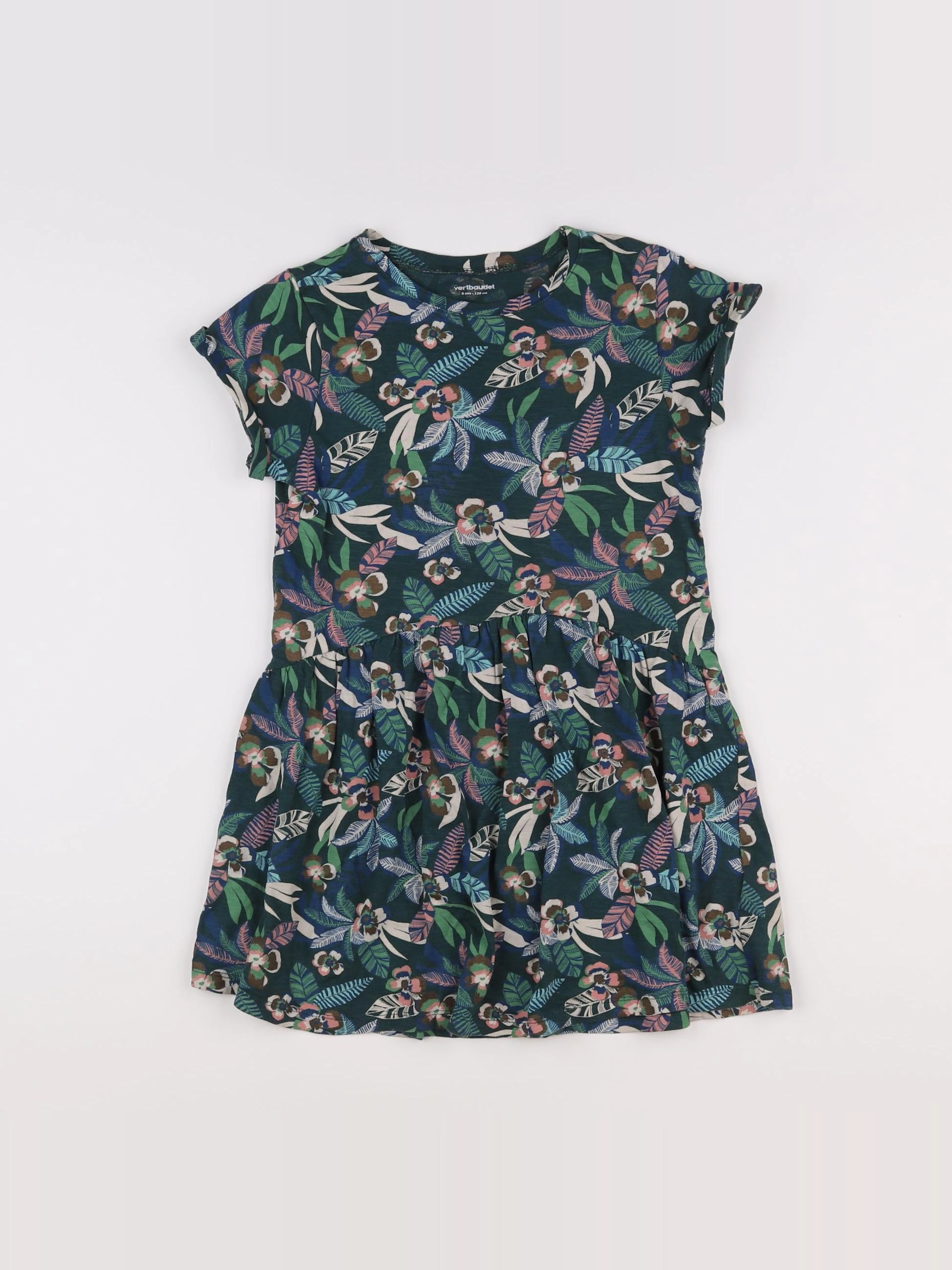 Vertbaudet - robe bleu, vert - 8 ans