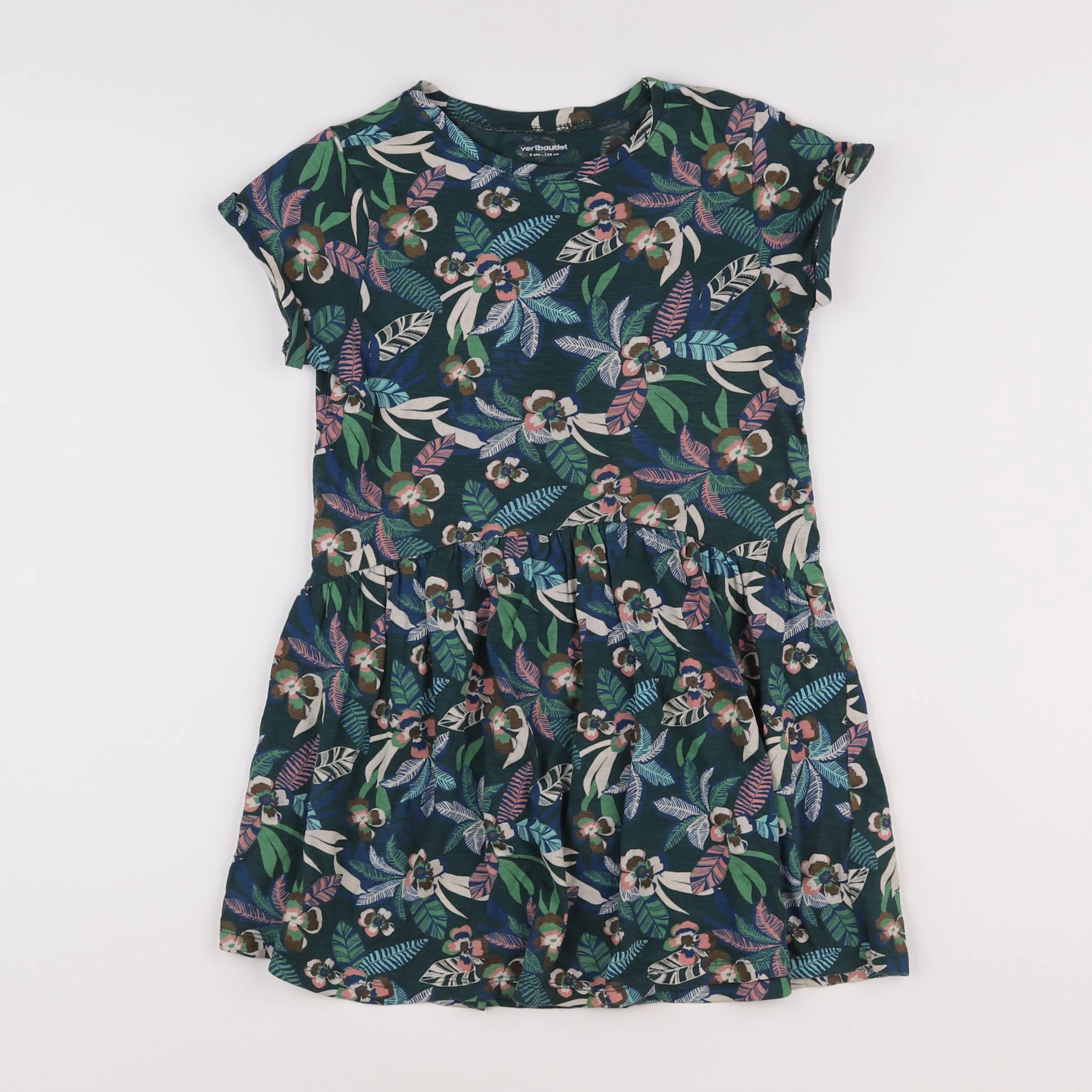 Vertbaudet - robe bleu, vert - 8 ans