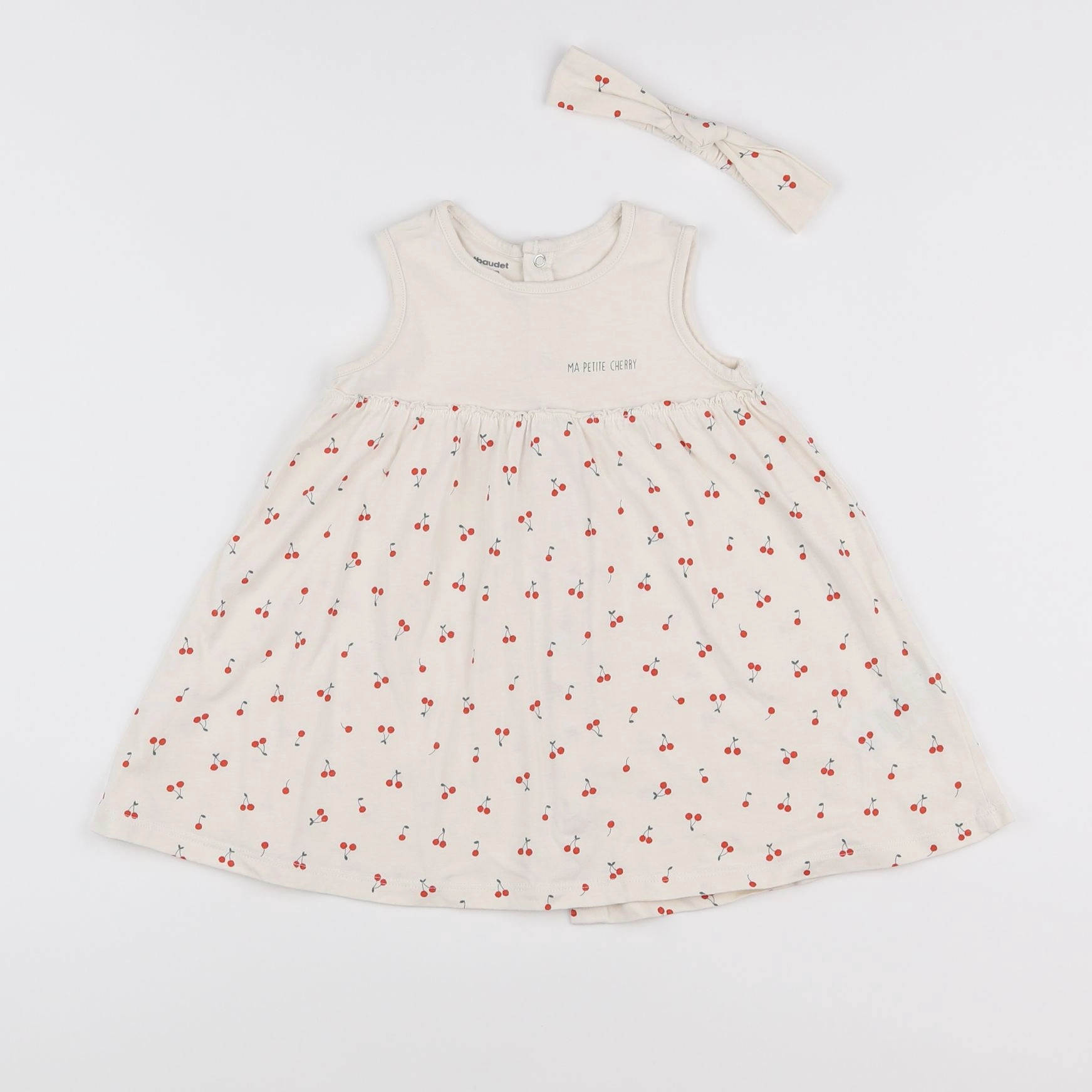 Vertbaudet - robe beige, rouge - 12 mois