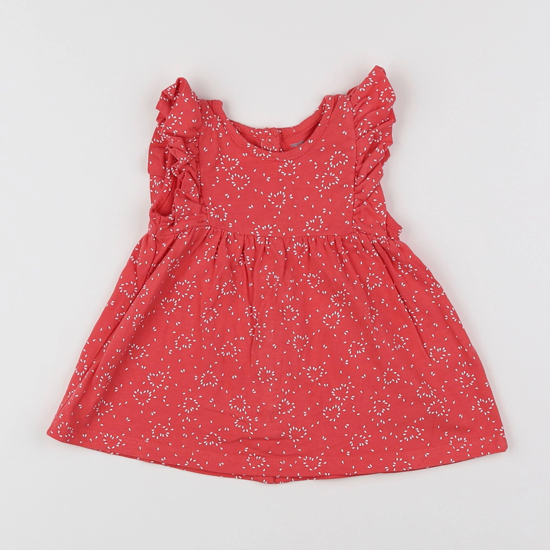 Vertbaudet - robe rouge, blanc - 3 mois