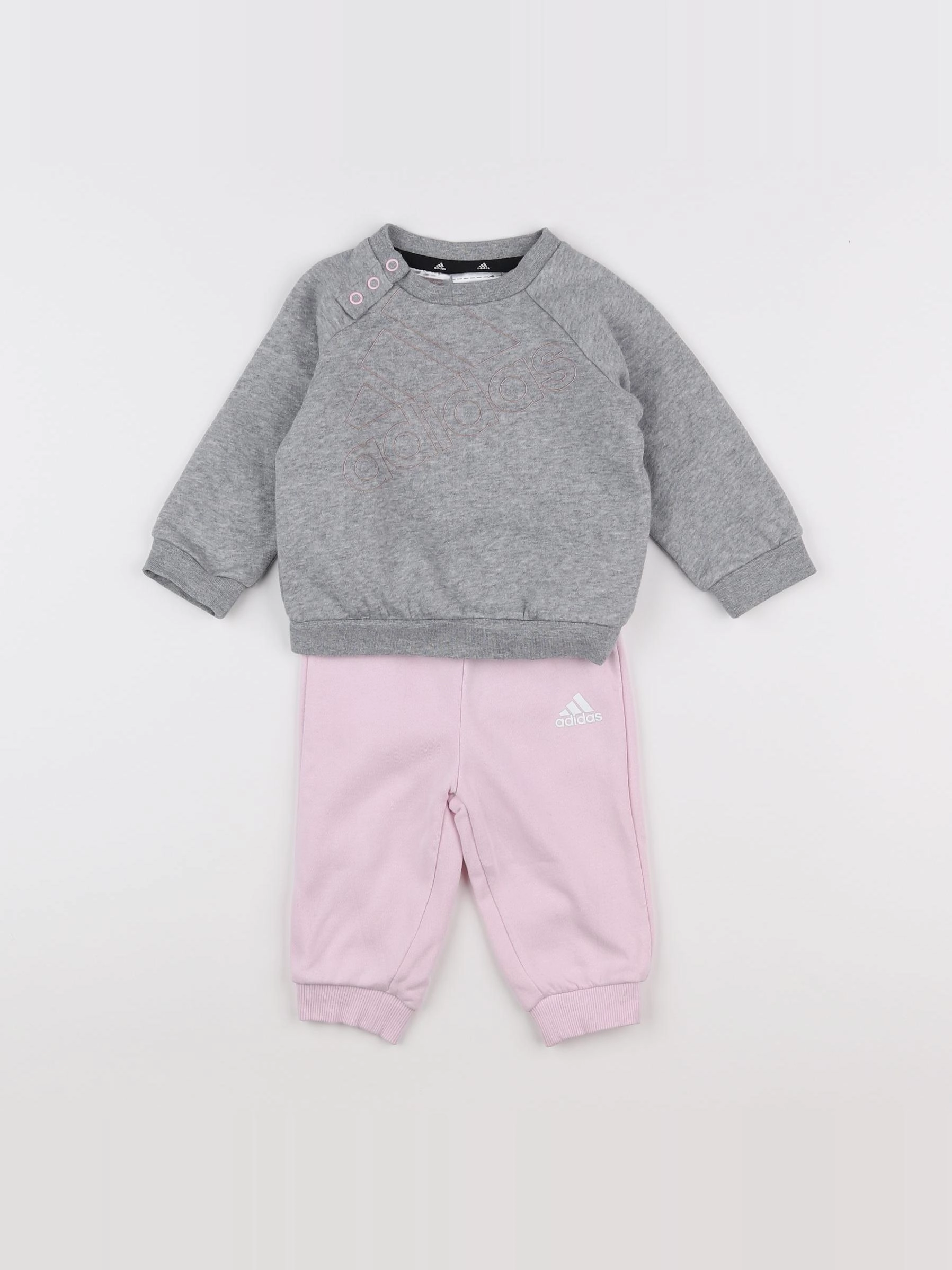 Adidas - ensemble gris, rose - 3/6 mois