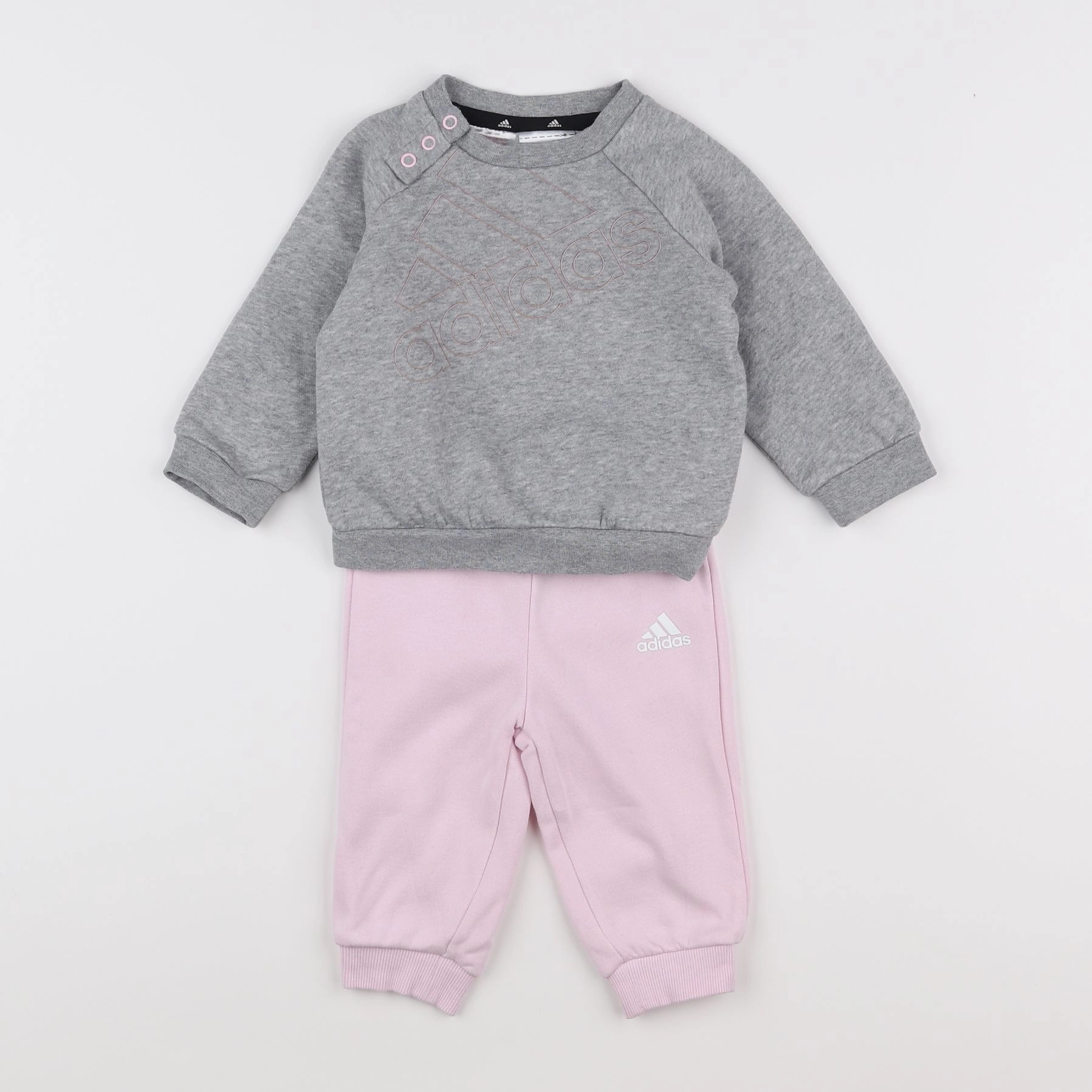 Adidas - ensemble gris, rose - 3/6 mois