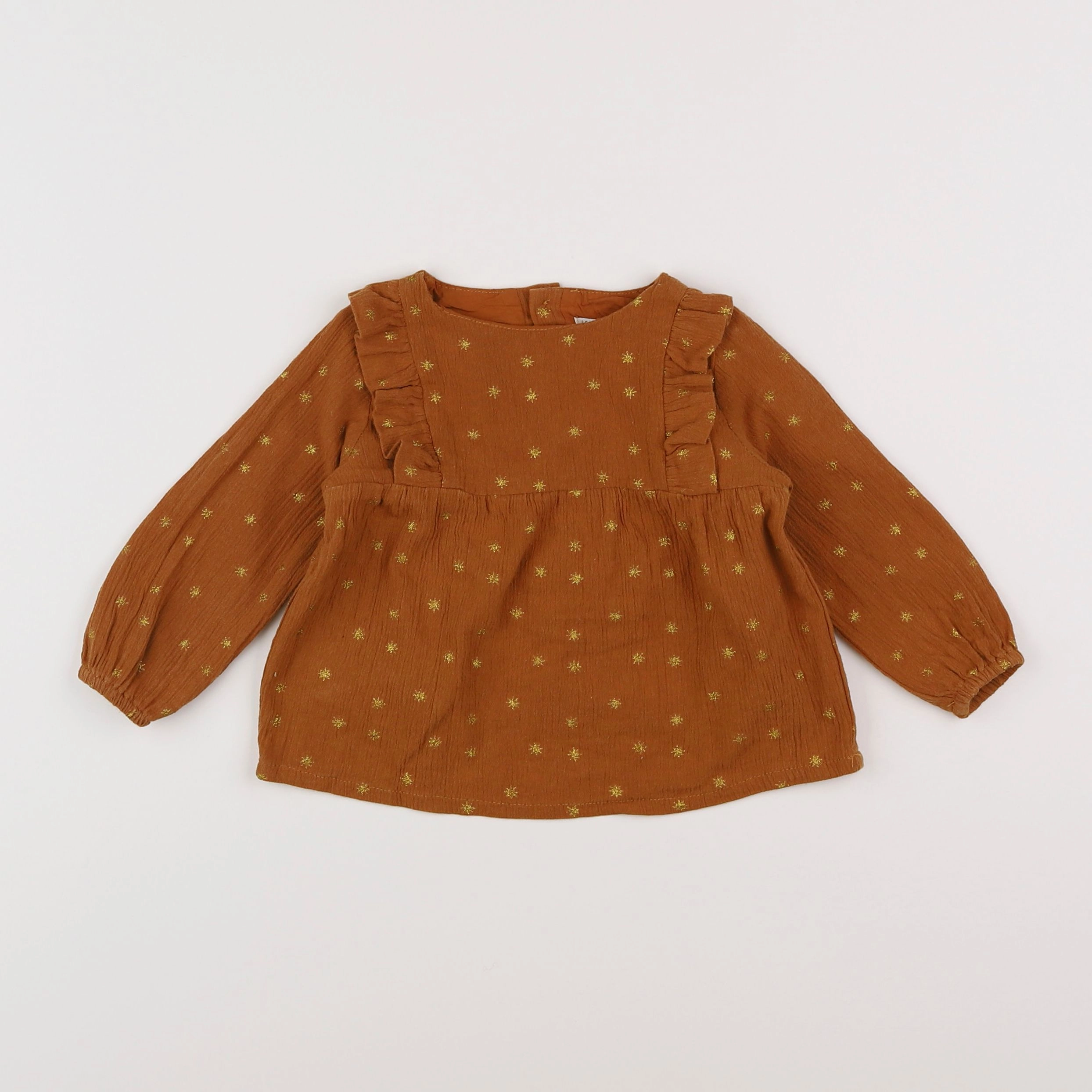 Little Cigogne - blouse orange, or - 12 mois