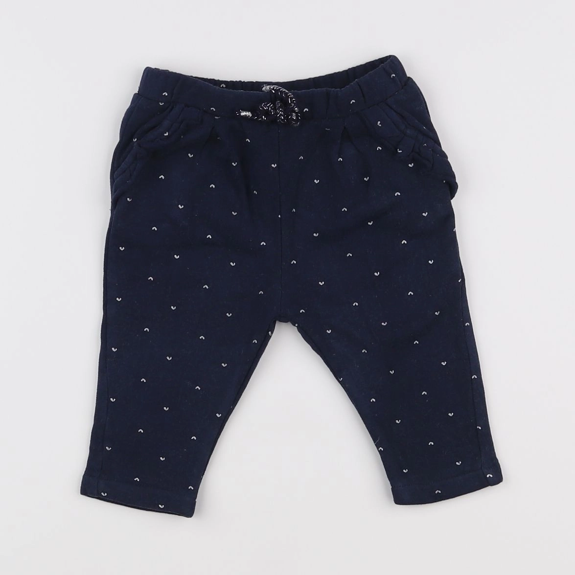 Vertbaudet - pantalon bleu, blanc - 9 mois