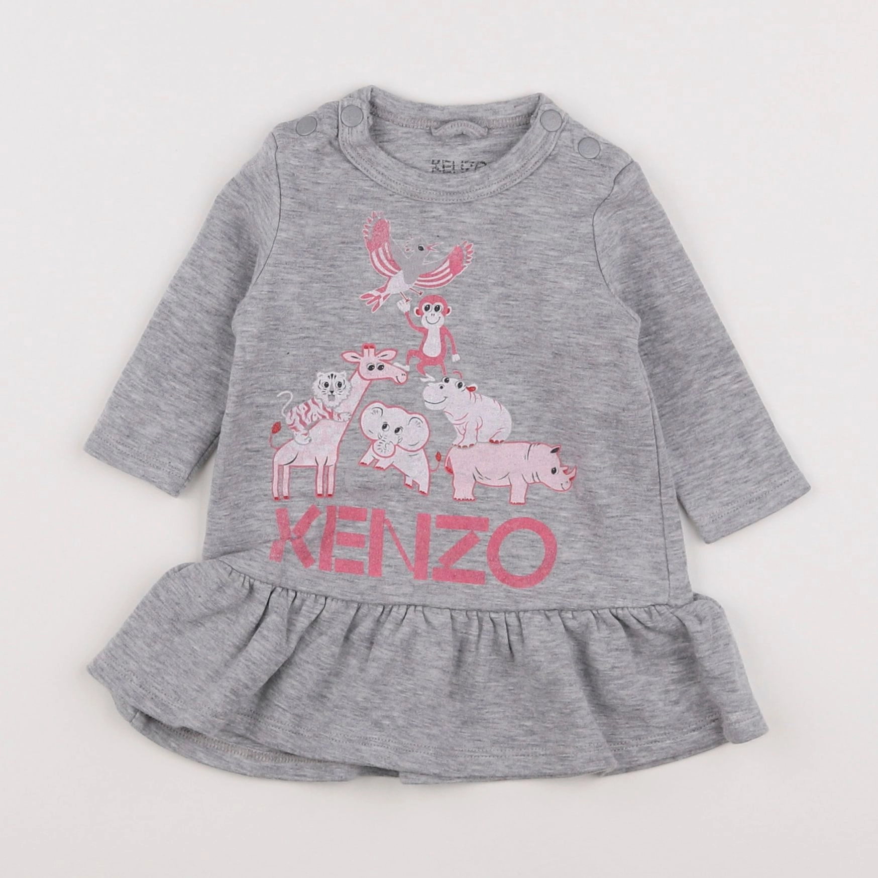 Kenzo - robe gris, rose - 3 mois