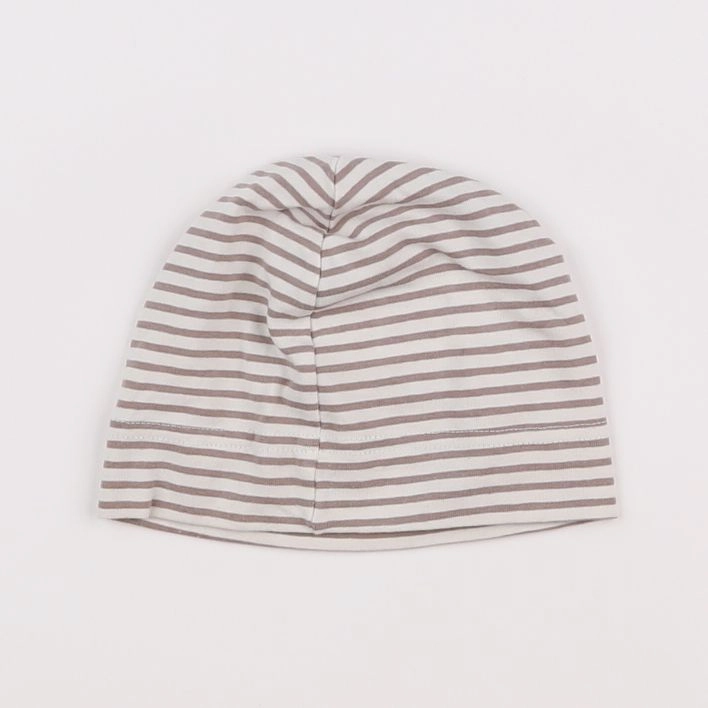 H&M - bonnet blanc, marron - 3/6 mois