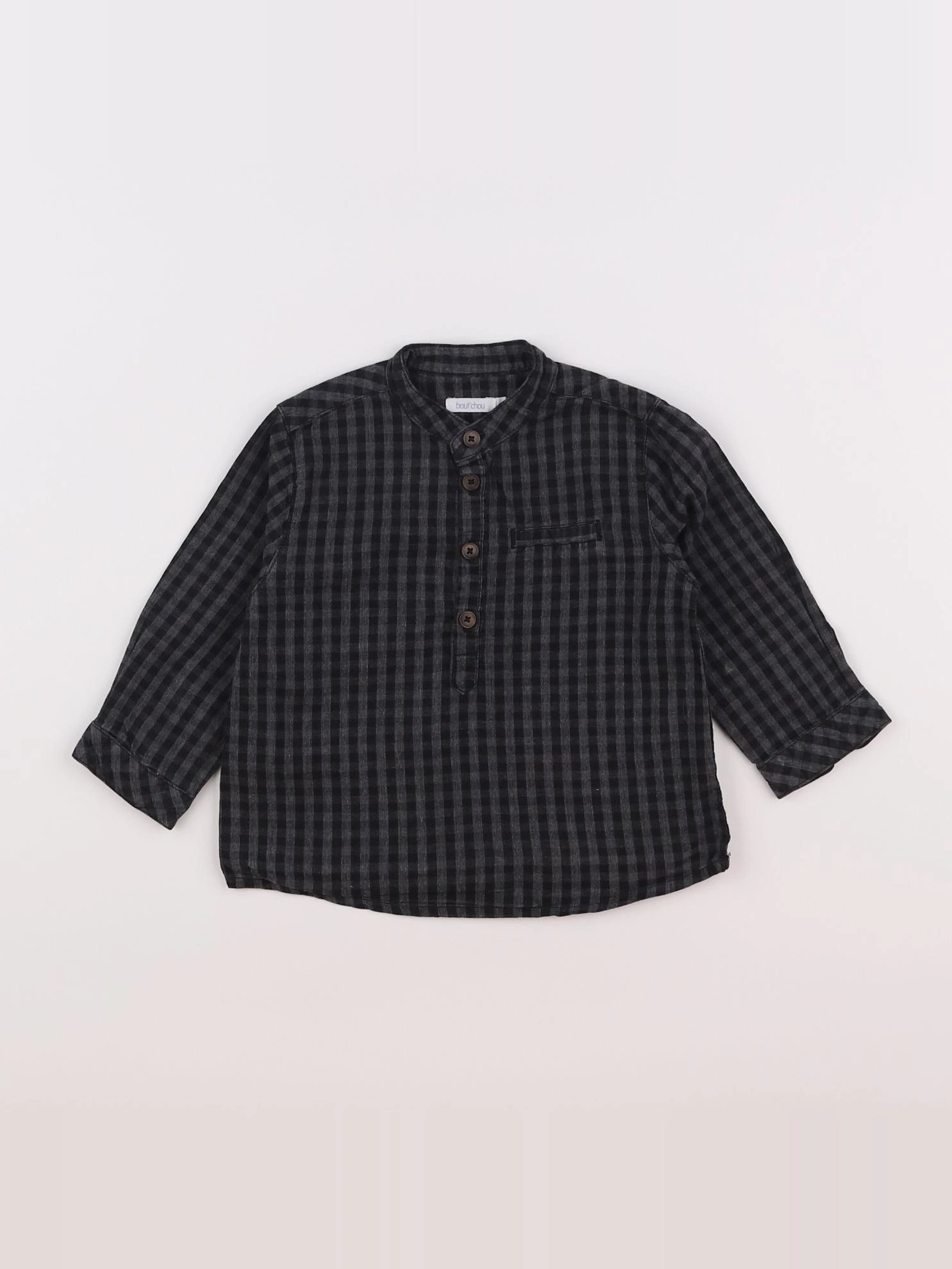 Boutchou - chemise noir, gris - 9 mois
