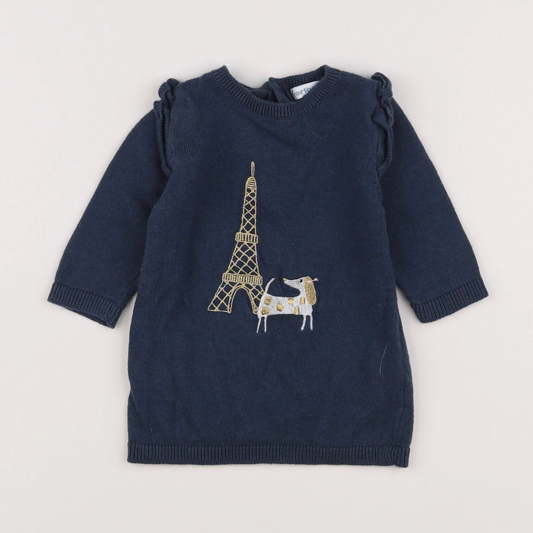 Vertbaudet - robe bleu, or - 3 mois