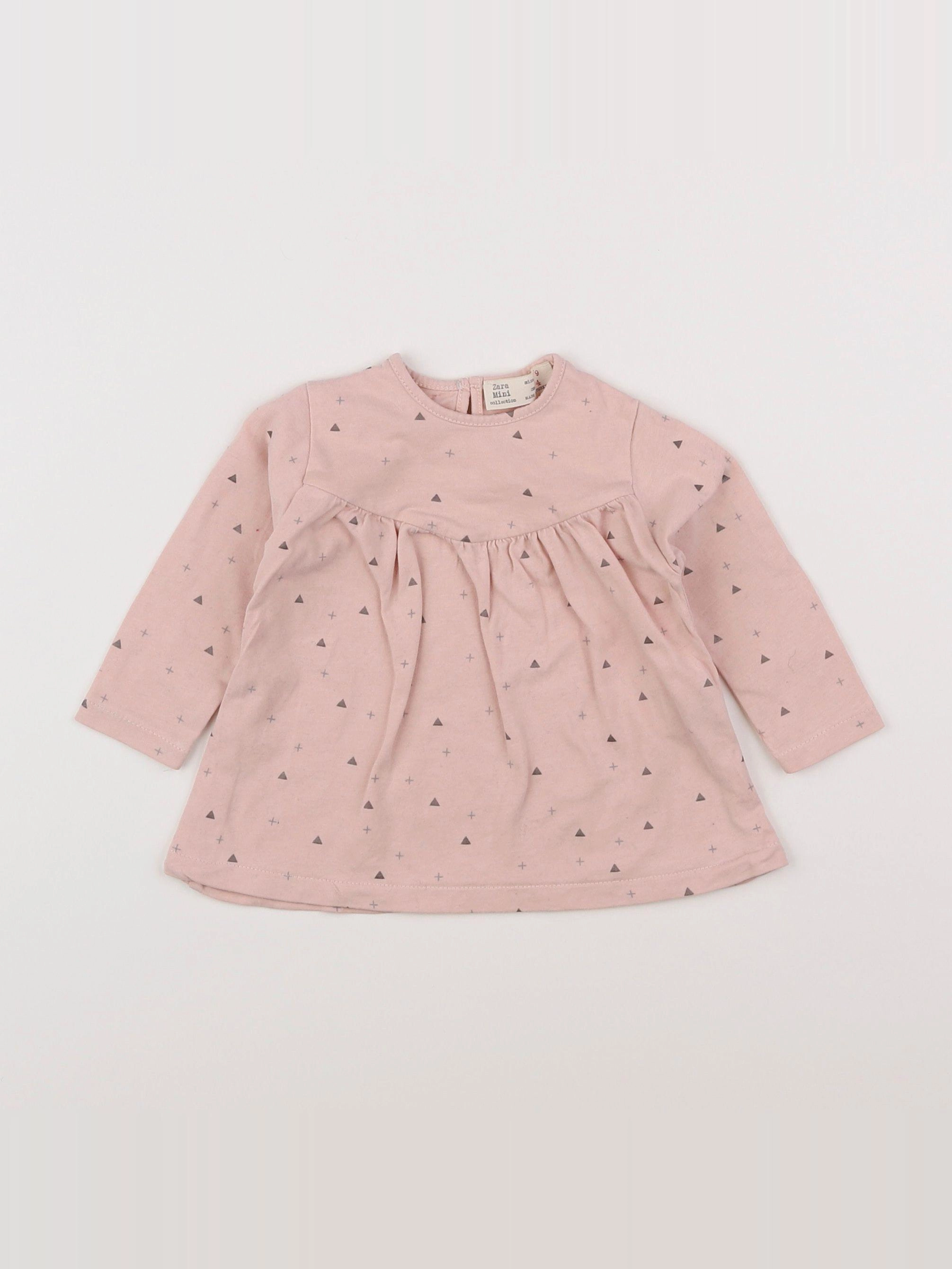 Zara - tee-shirt rose - 6/9 mois